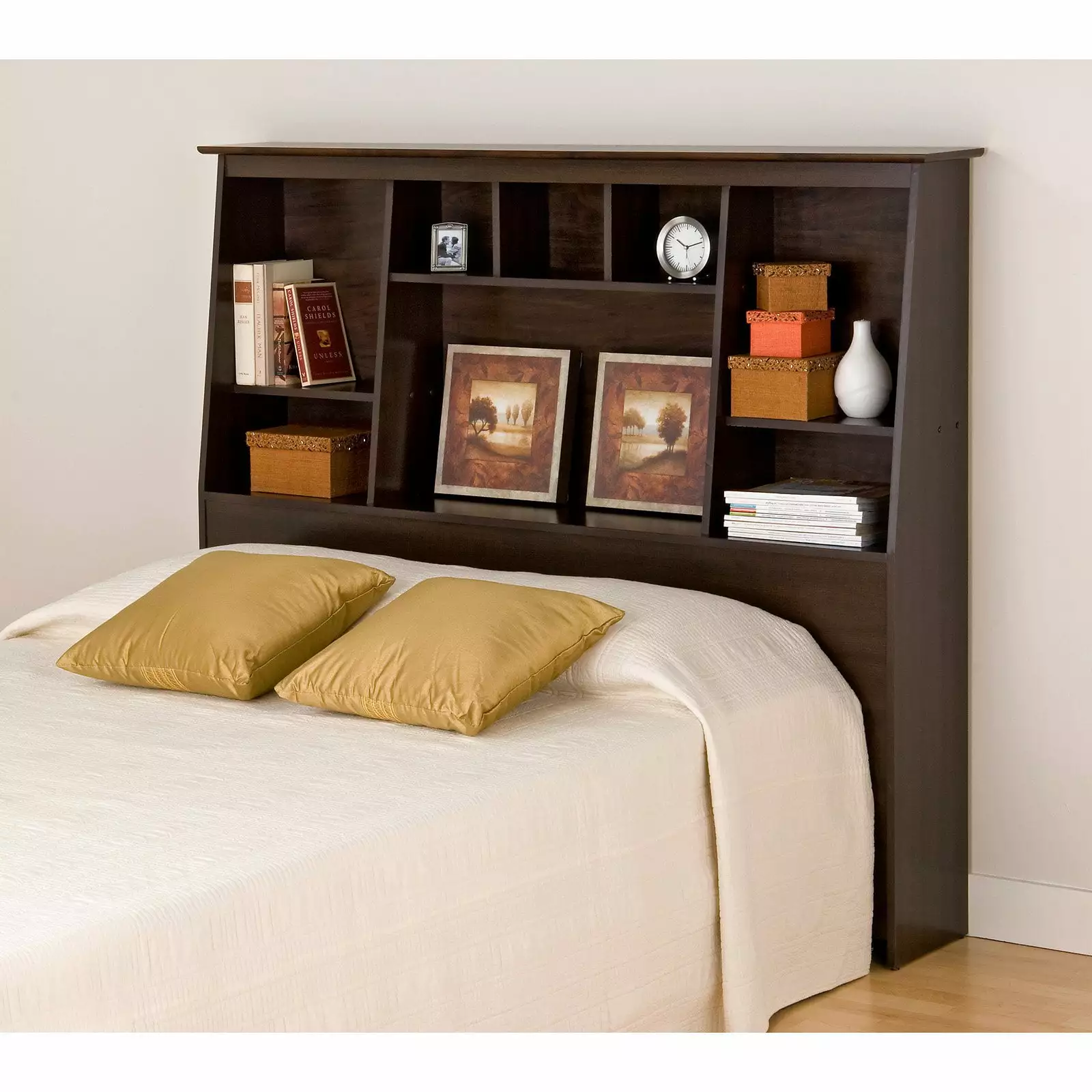 Prepac Sonoma Espresso Full Queen Tall Slant Back Bookcase Headboard Bedroom PREPAC RTA STORAGE & FURNITURE
