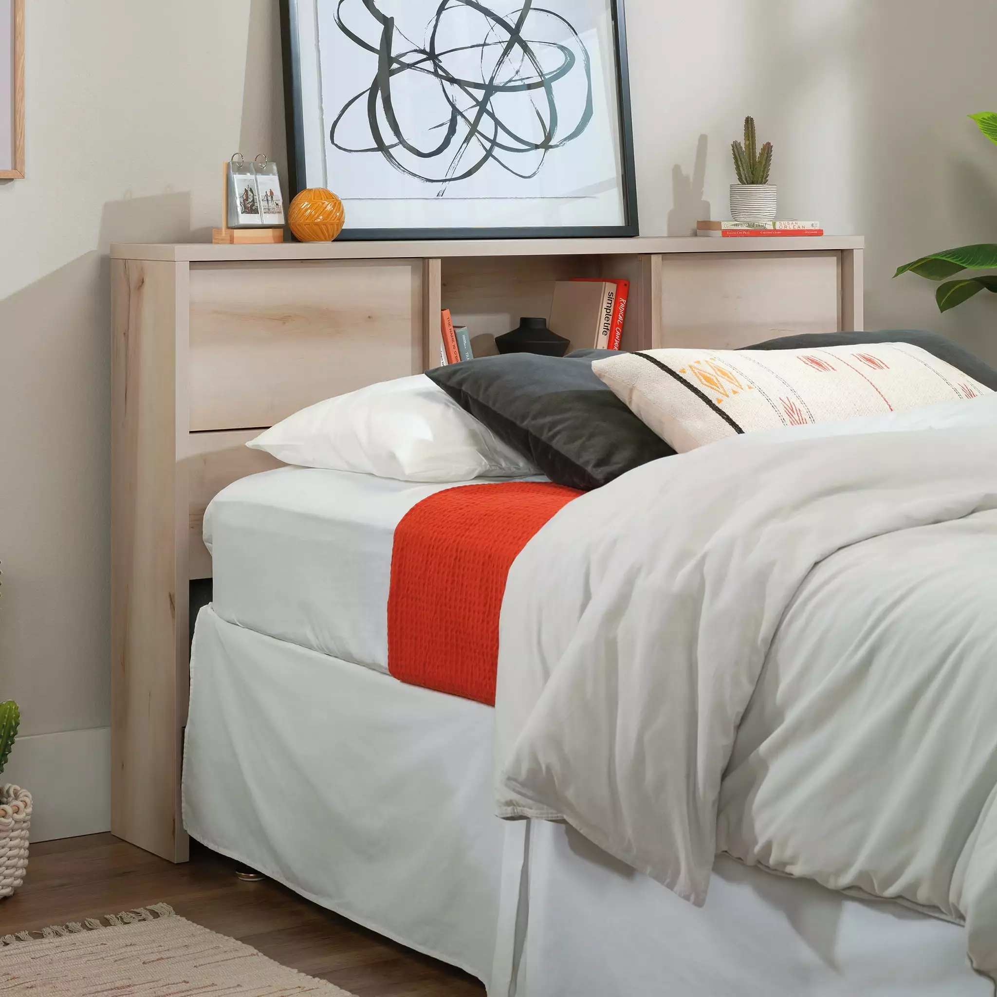 Sauder Harvey Park Full Queen Bookcase Headboard Doors Pacific Maple Finish