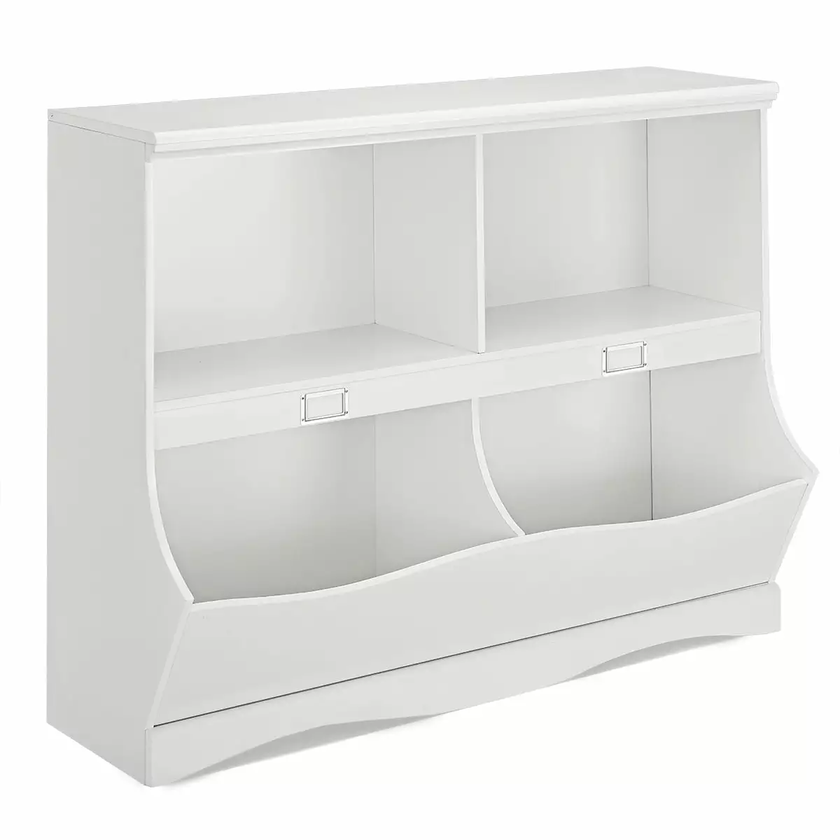 Topbuy Multi-Bin Kids Toy Storage Arranger Toy Display Shelf Bookcase White Organizer Playroom