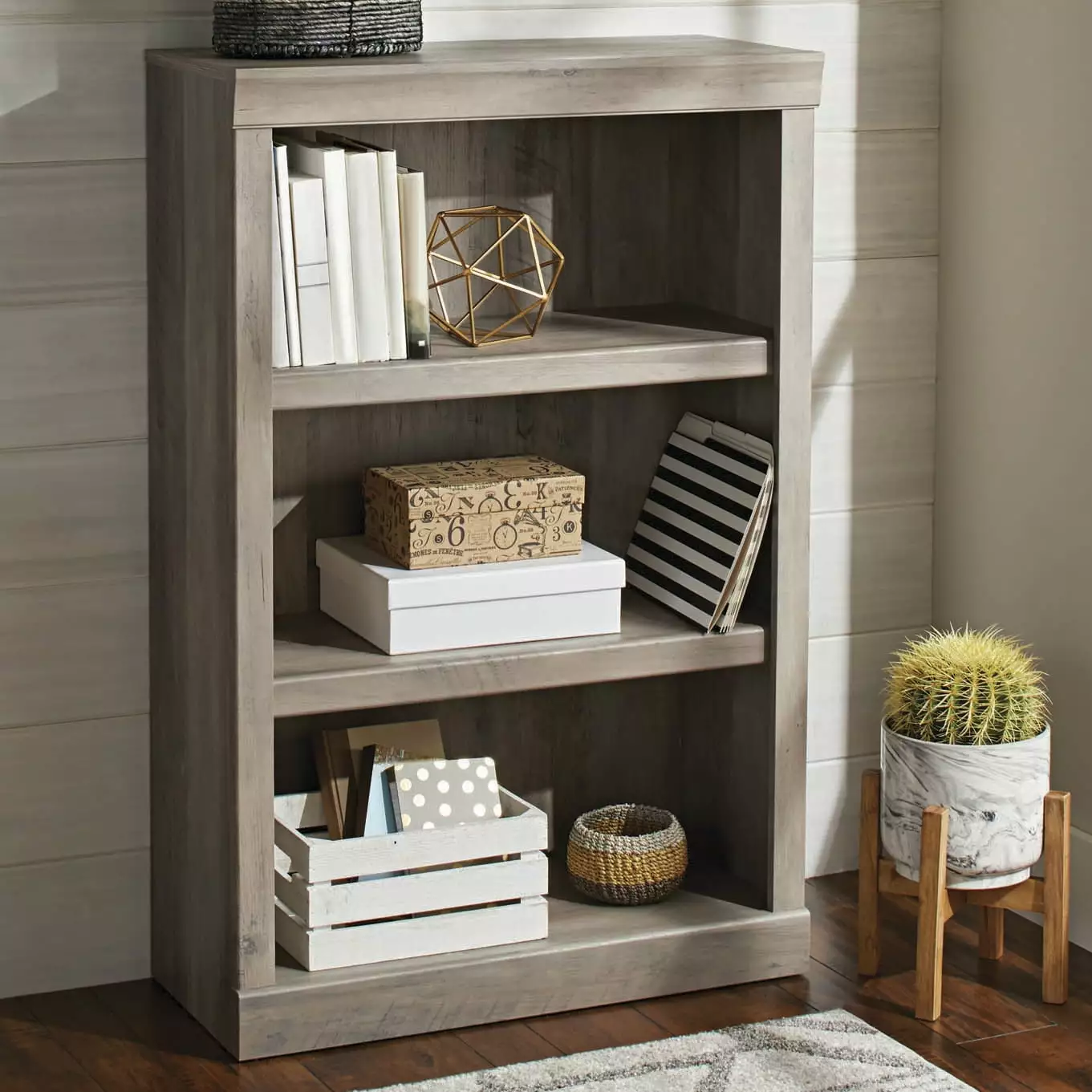 Better Homes Gardens Glendale 3 Shelf Bookcase Rustic Gray Finish Living Room Office Better Homes & Gardens