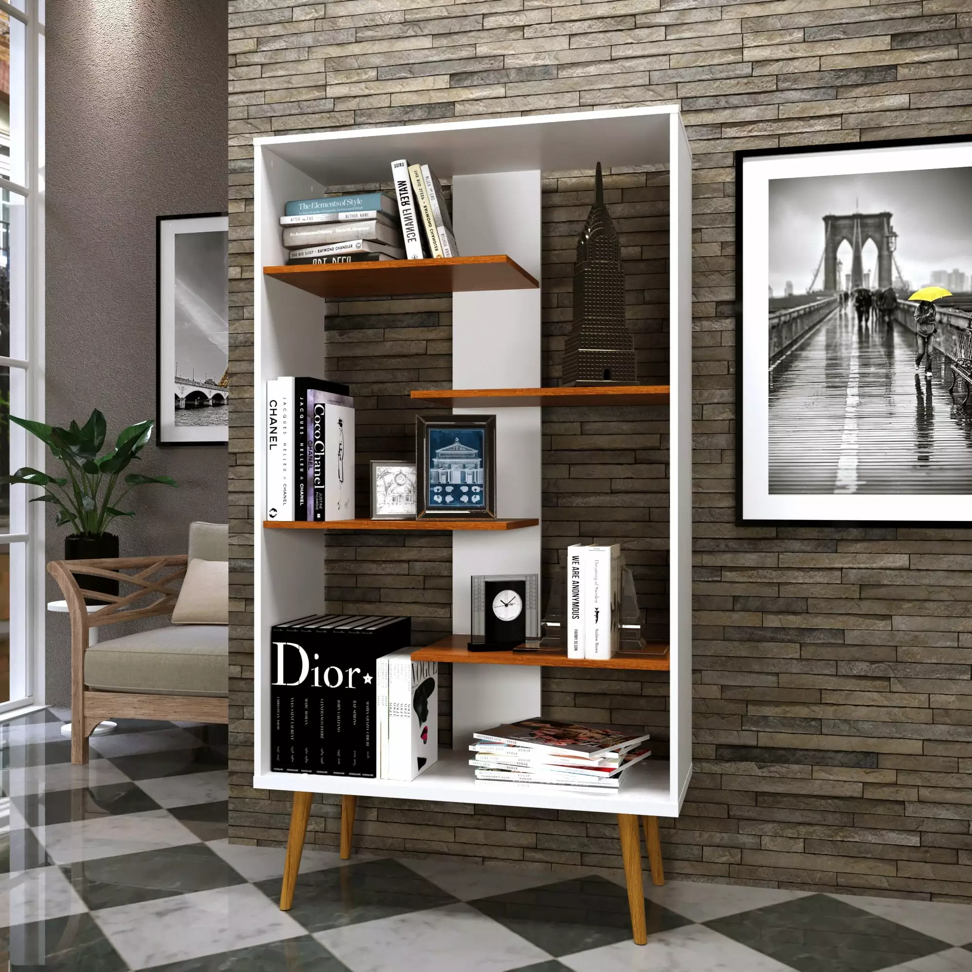 Boahaus Lund Standard Bookcase 5 Open Shelves White