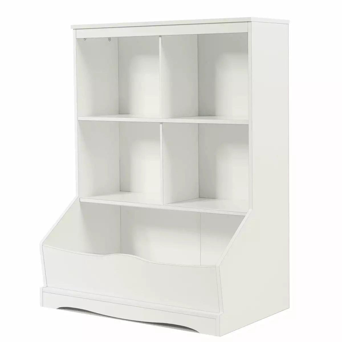 Costway 3-Tier Children's Bookcase Toy Storage Bin Floor Cabinet White