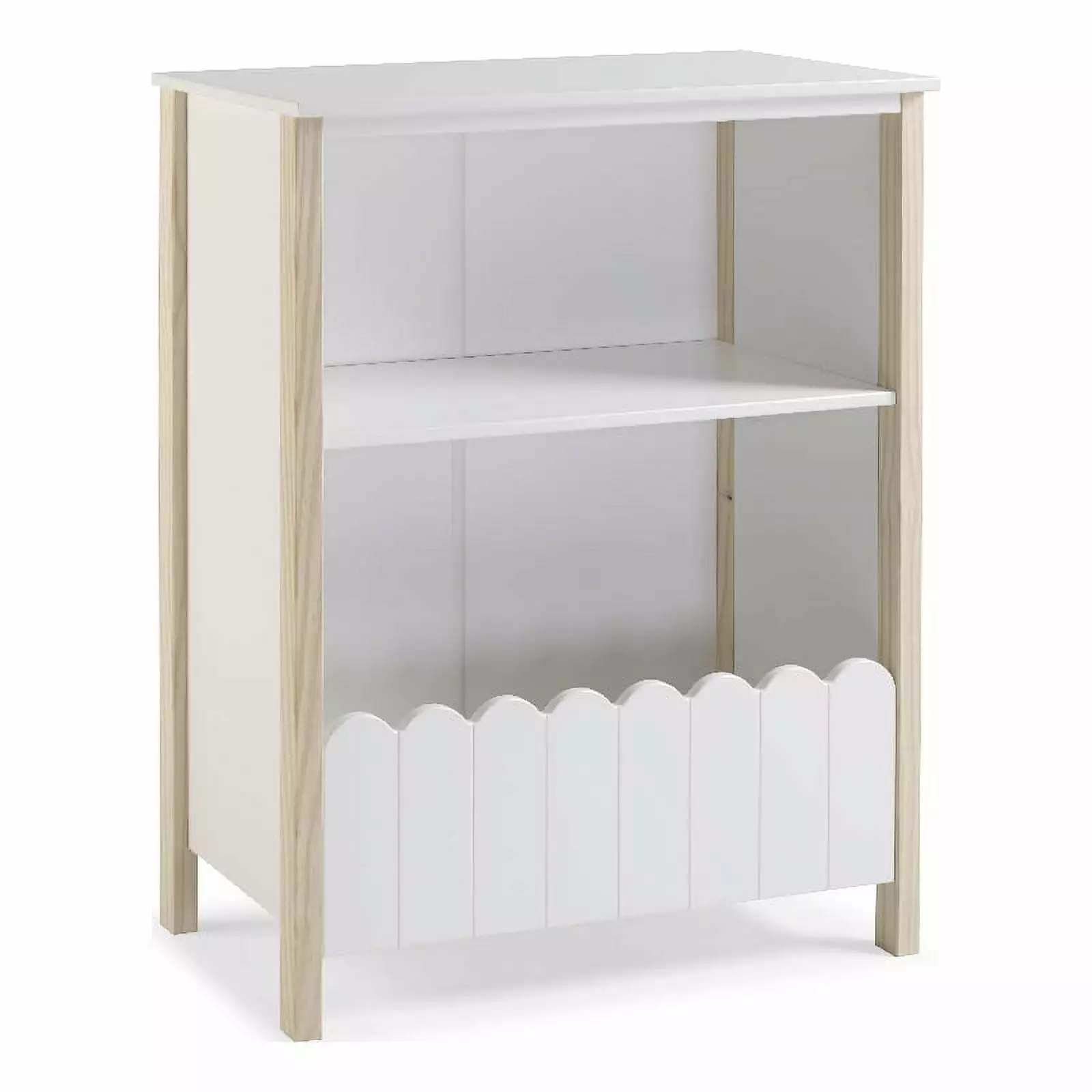 Linon Mila Wood Youth Bookcase Natural and White Modern Kids Bookshelf