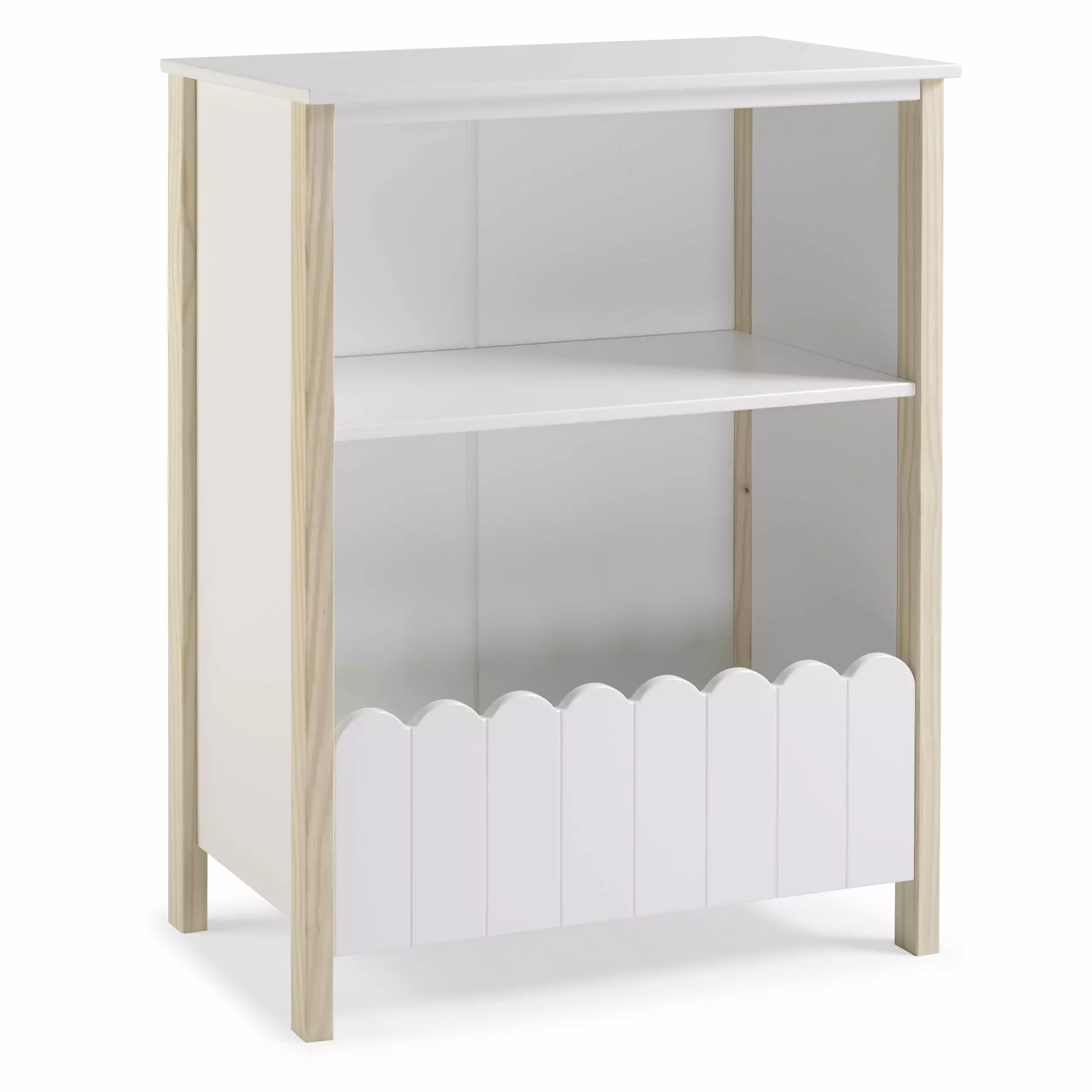 Allyson Single Bin Kids Bookcase 2 Shelves White and Natural Finish Powell