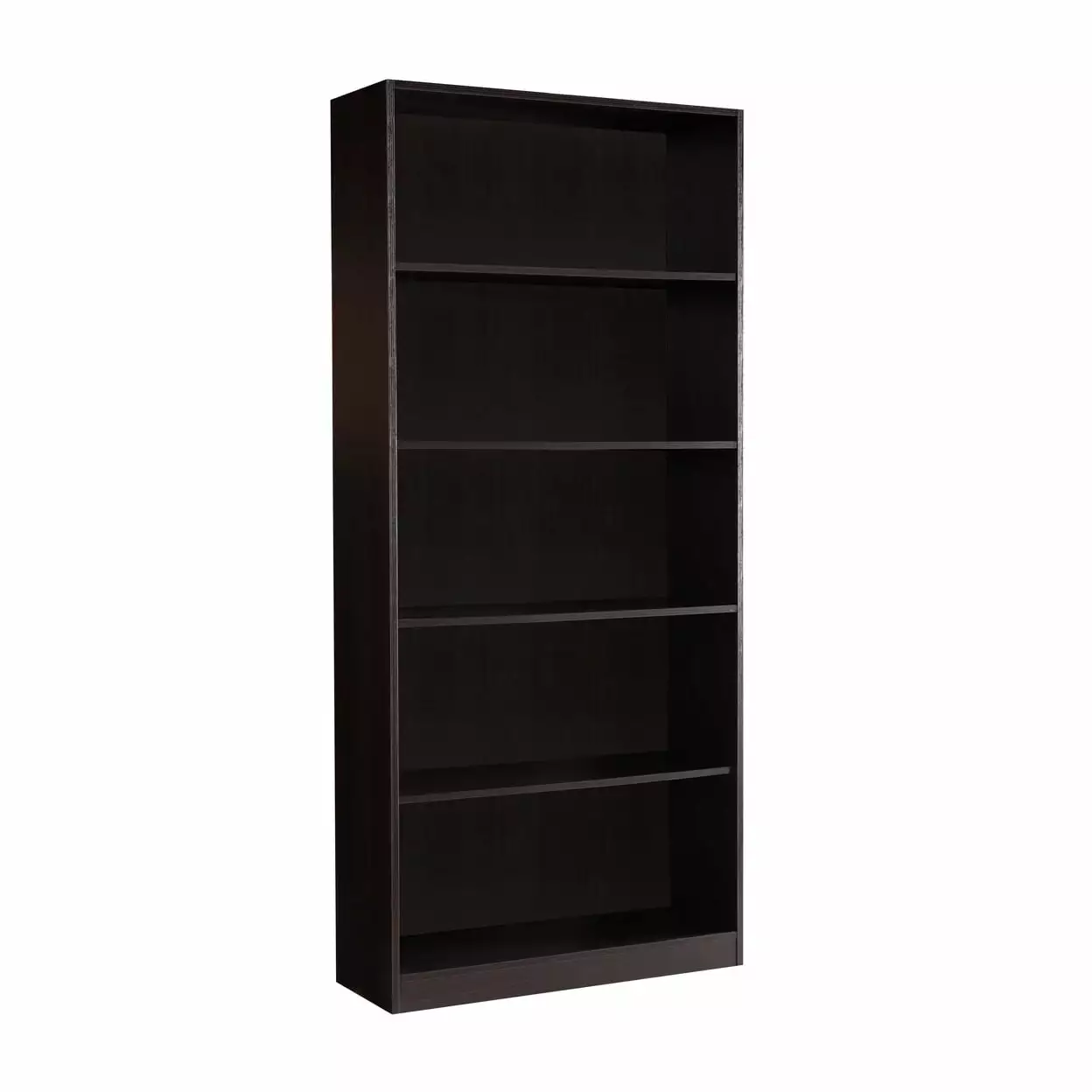 Spacious Dark Brown Finish Bookcase 5 Open Shelves - Saltoro Sherpi