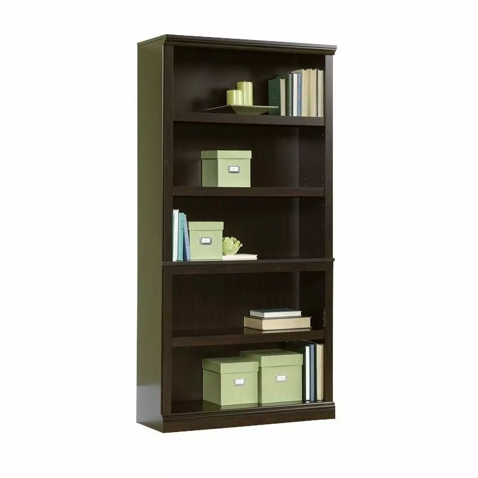 Sauder Select 5 Shelf Wood Bookcase Jamocha Wood Finish Home Office or Living Room