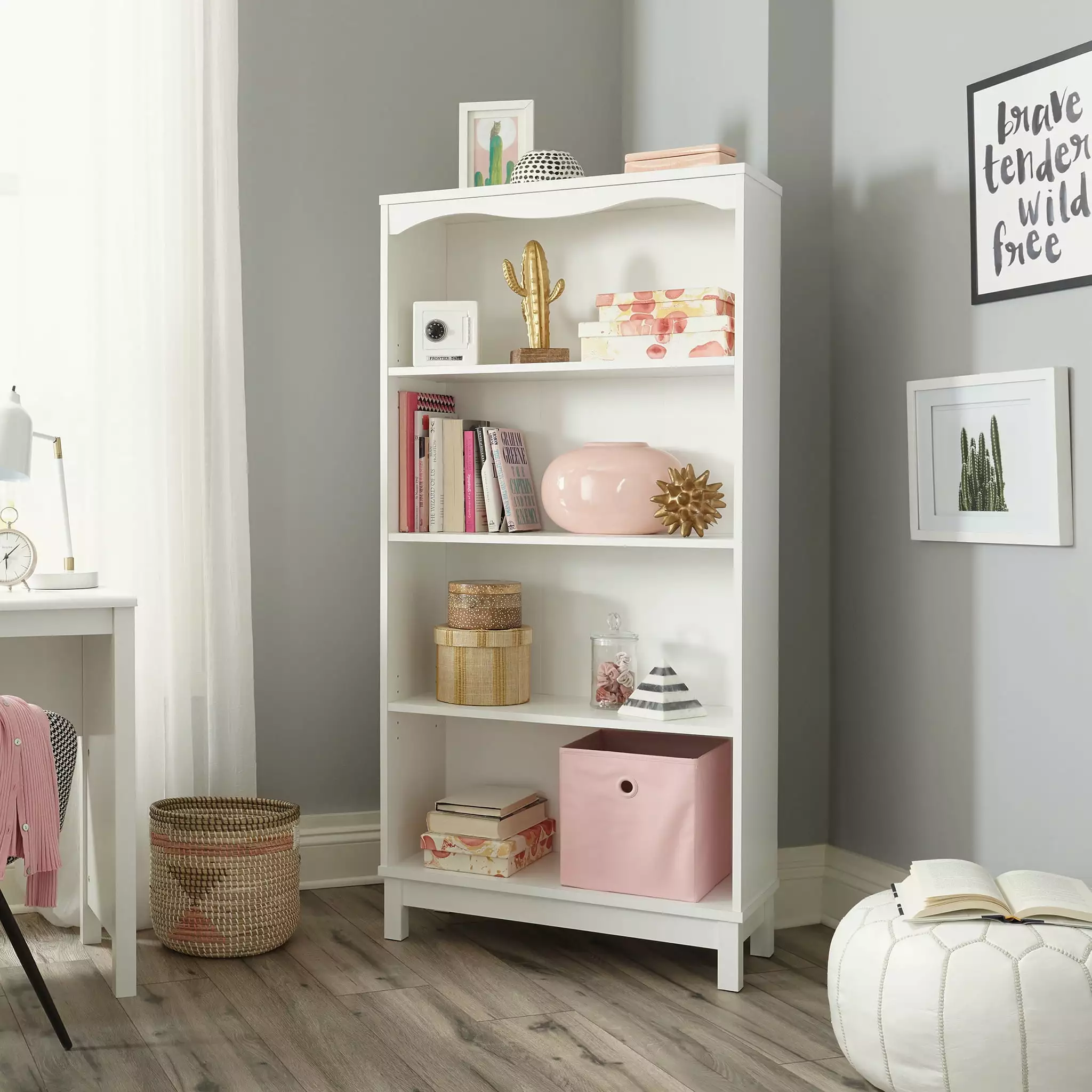 Sauder Storybook 4-Shelf Bookcase Soft White Finish