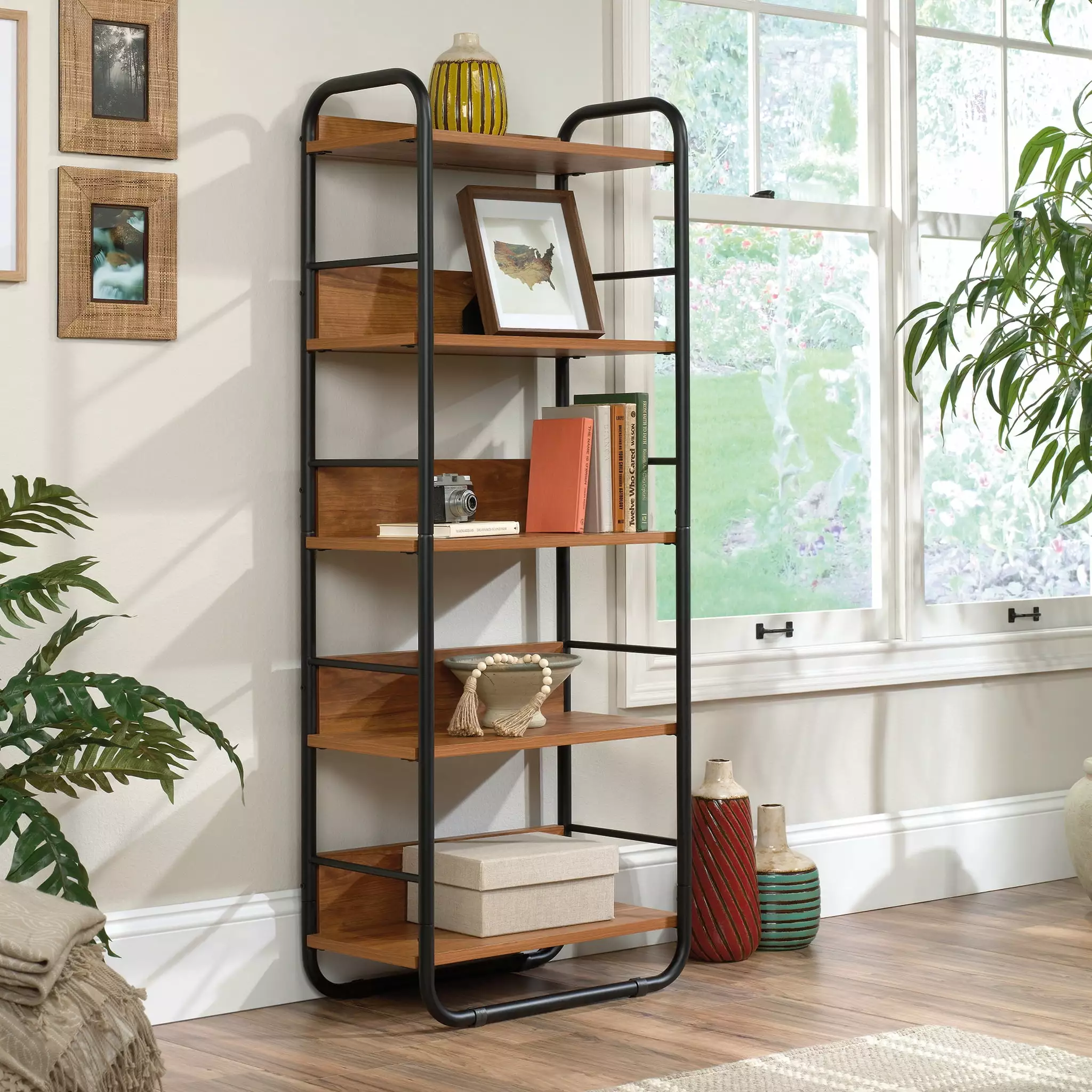 Sauder Union Plain 5-Shelf Open Bookcase Prairie Cherry Finish