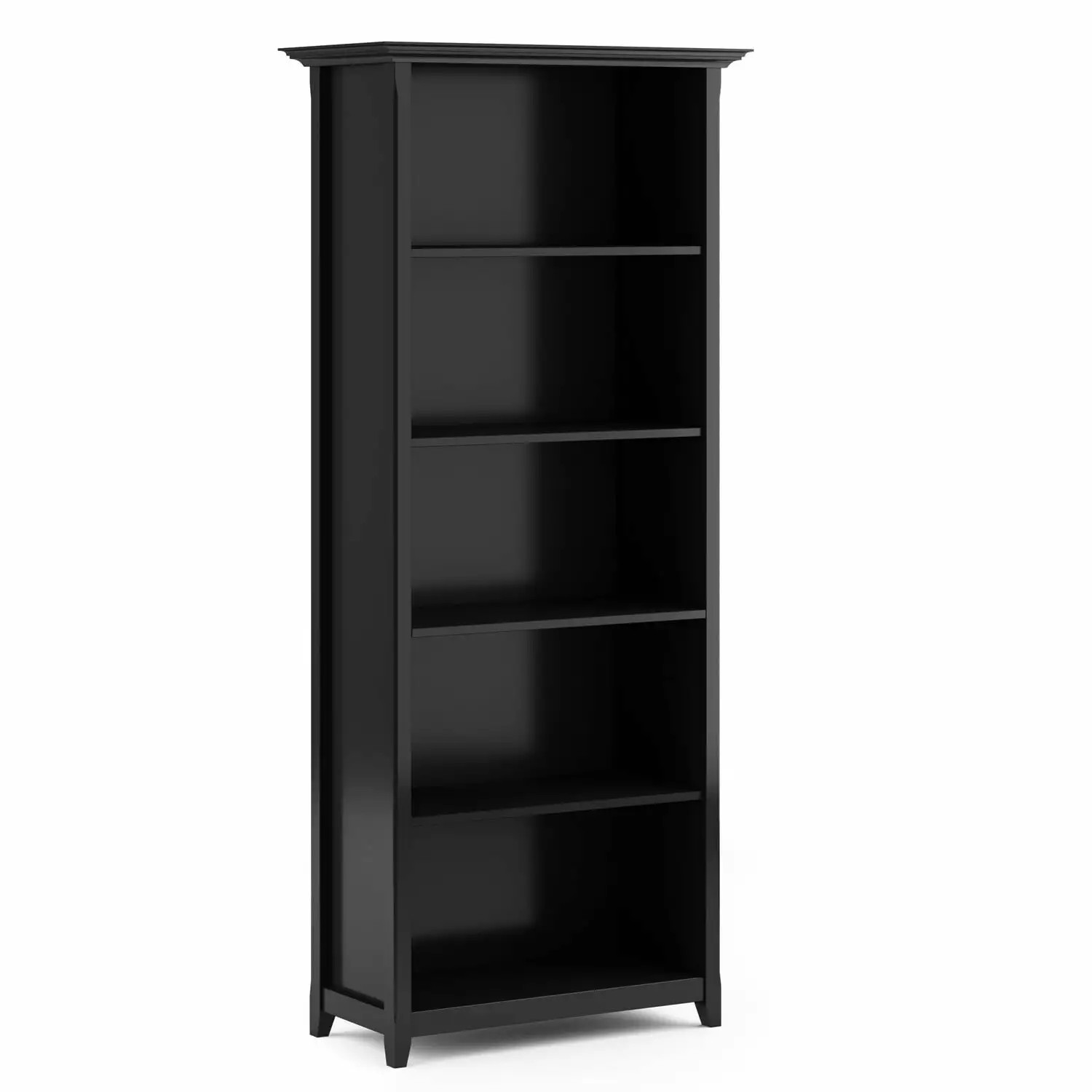 Simpli Home Amherst 70 Inch Tall 5-Shelf Solid Wood Bookcase Black
