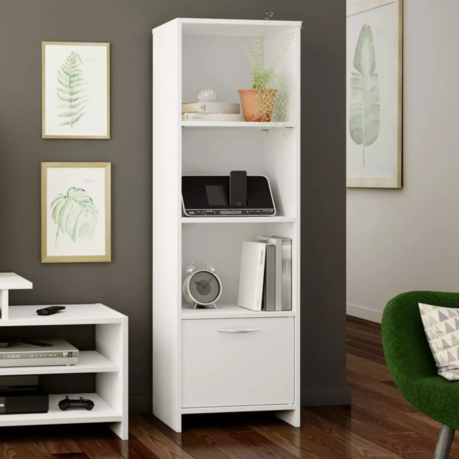 South Shore SoHo 3-Shelf Bookcase Media Storage Multiple Finishes