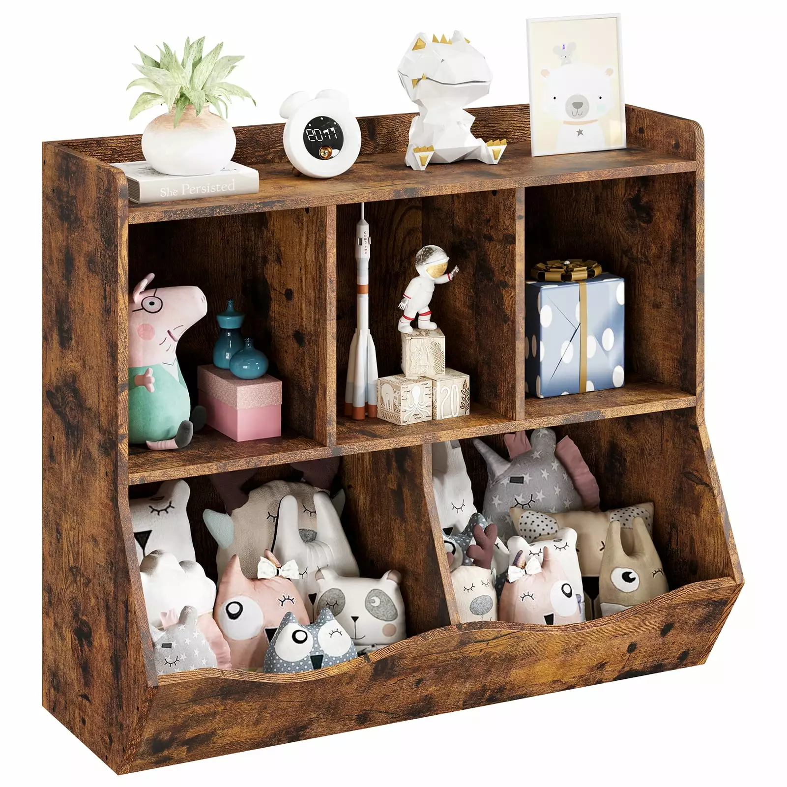 Tookss Kids Bookshelf and Bookcase, Toy Storage Multi Shelf Cubby Arranger Cabinet Playroom