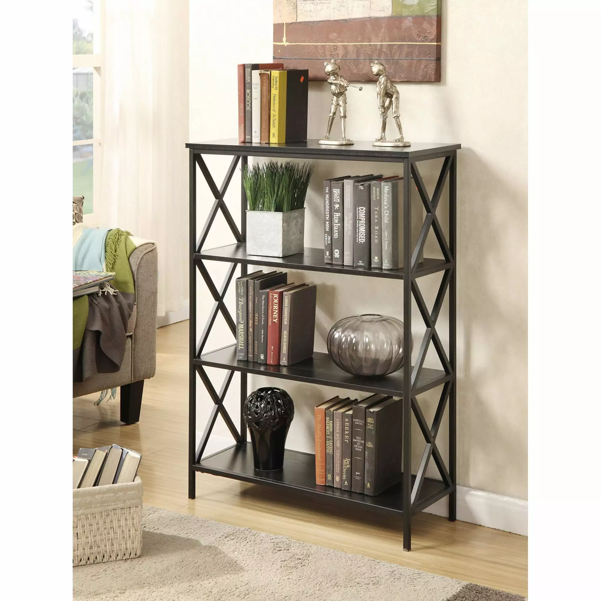 Convenience Concepts Black Tucson 4-Tier Bookcase