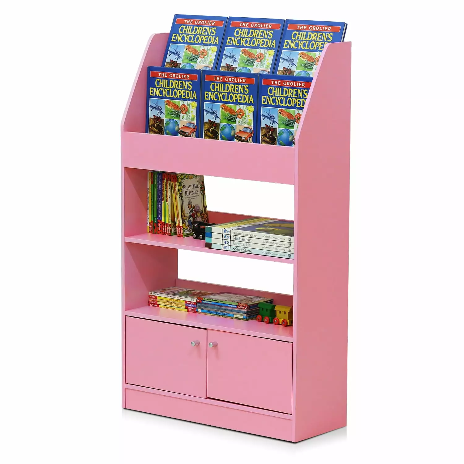 Furinno KidKanac Kids Bookshelf 4 Tier Cabinet Pink