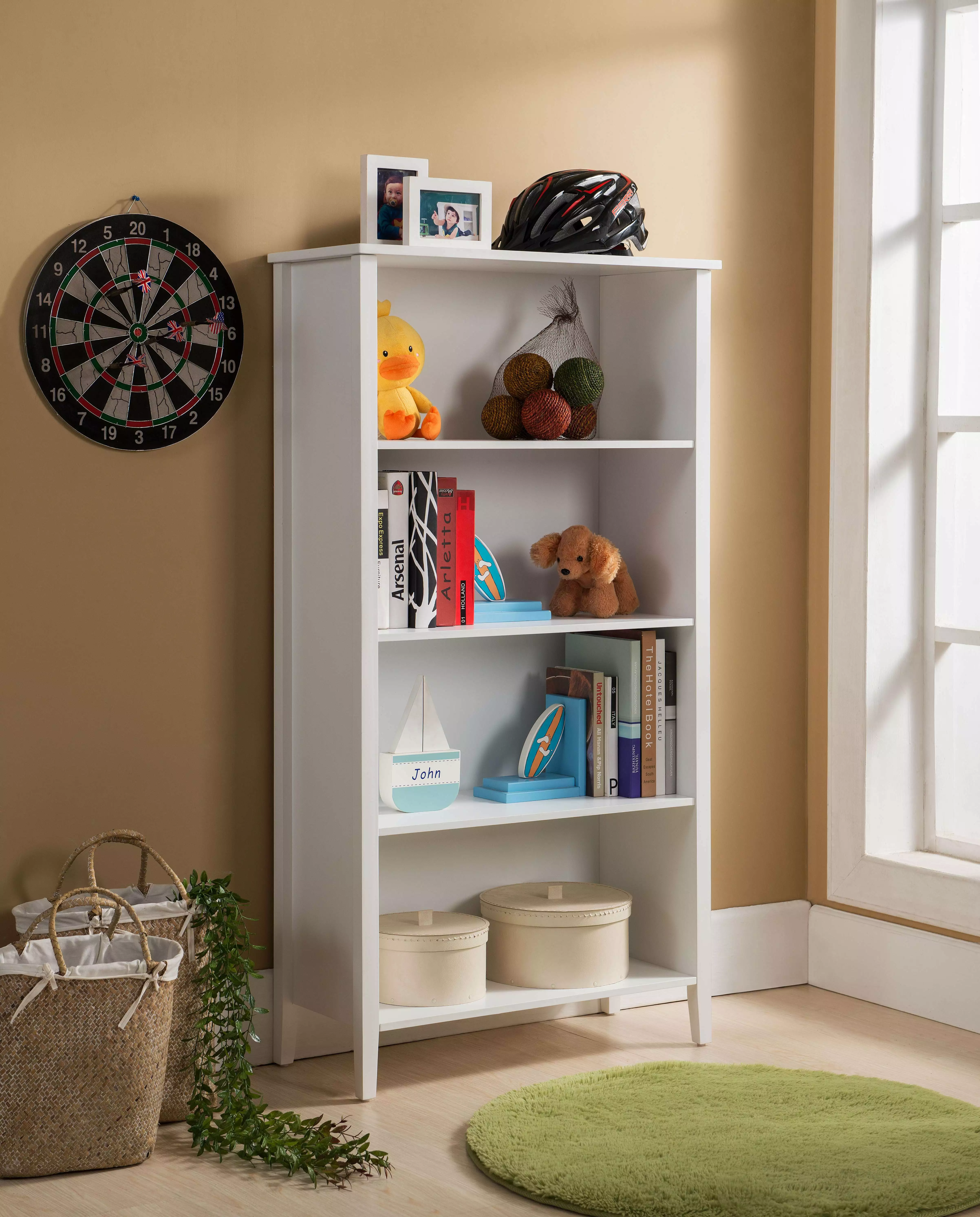 Kings Brand Furniture Wood 4 Shelf Kids' Bookcase Playroom Bedroom. White