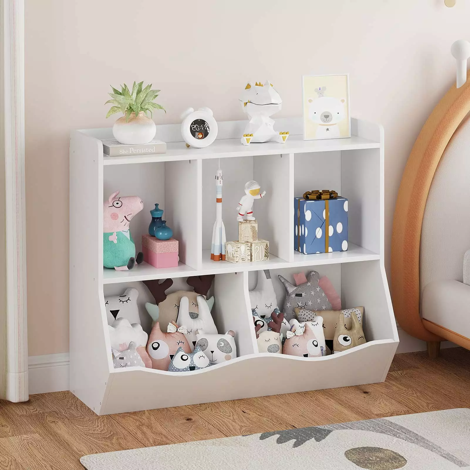 Kids Bookshelf and Toy Storage Multi Shelf Cubby Arranger Cabinet Playroom Outop