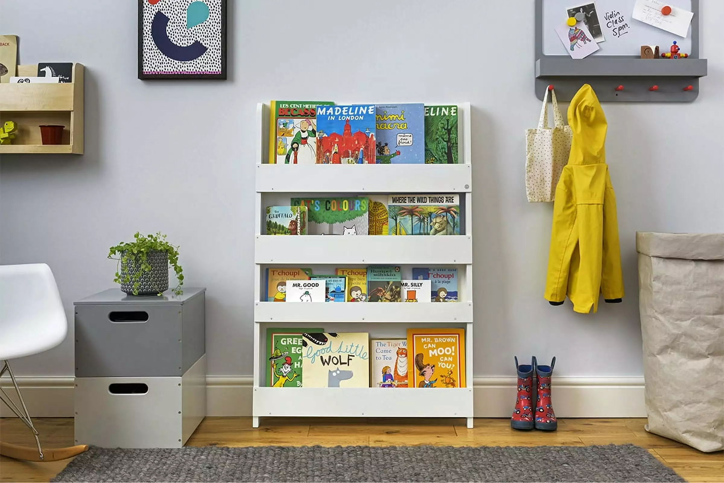 Tidy Books Kids Bookshelf, Wall Bookcase Kids Room - White