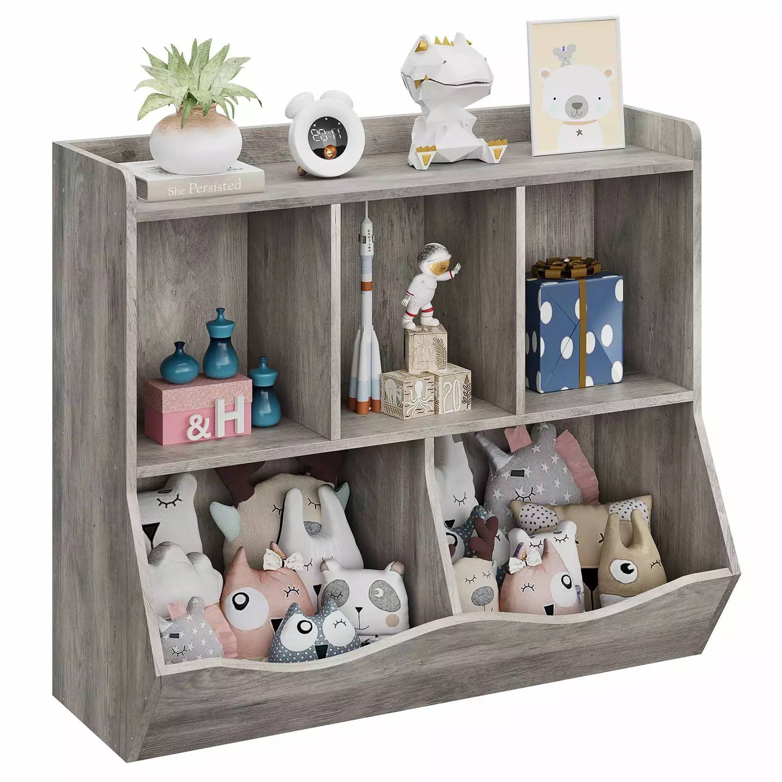 Tookss Kids Bookshelf and Bookcase Toy Storage Multi Shelf Cubby Organizer Playroom or School