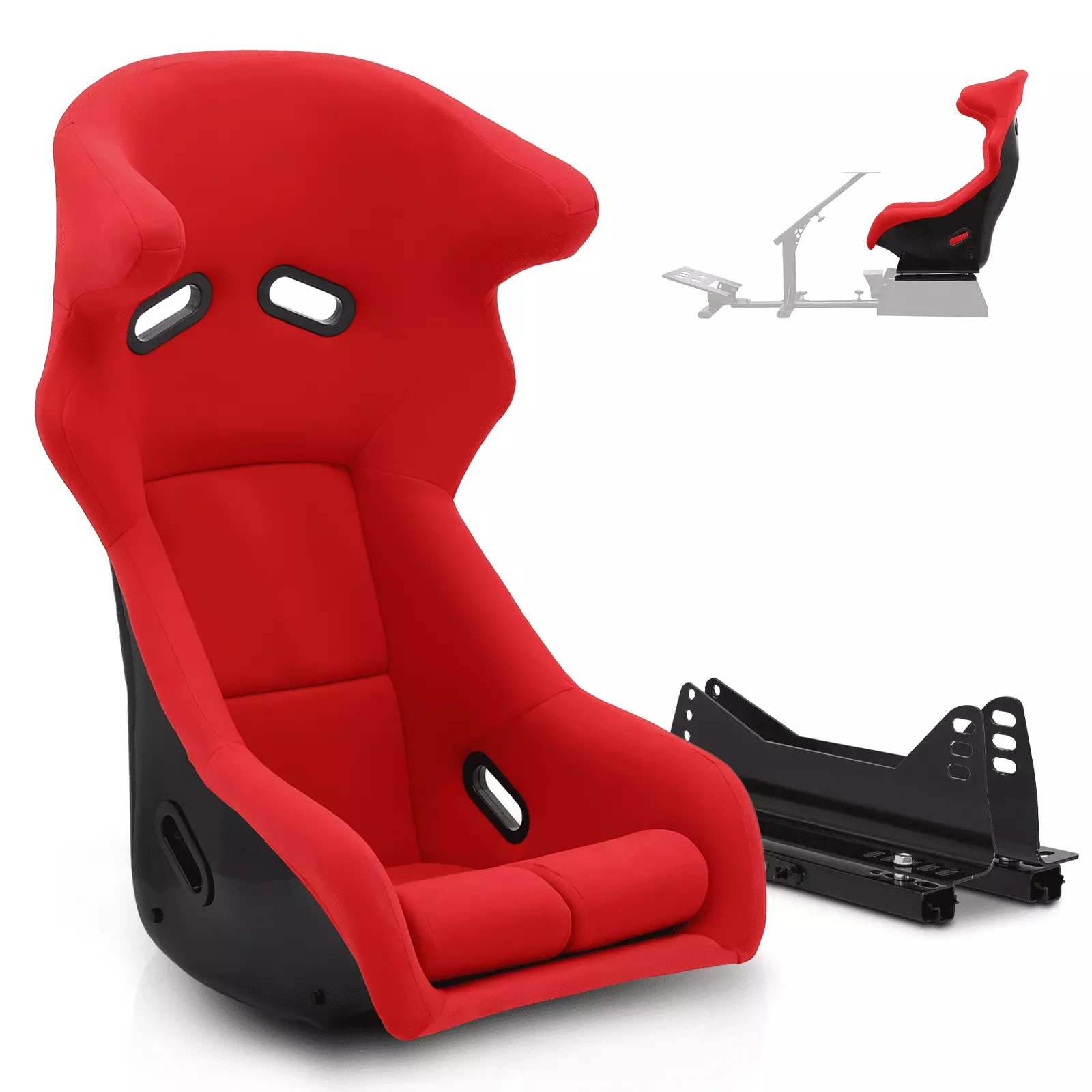 BEZT 40-Inch Universal Bucket Style Simulator Racing Seat Adjustable Double Sliders