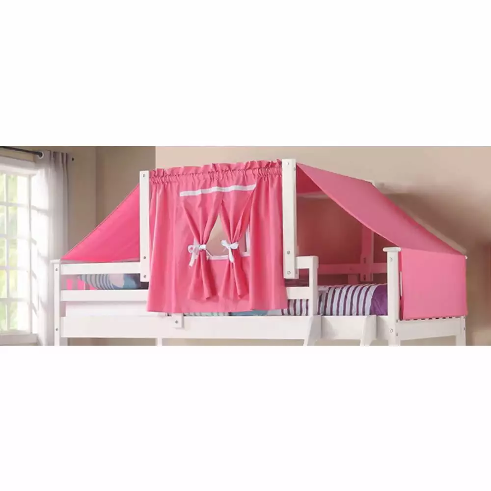 Pink Tent Kit White Bunk Bed Kids Play Tent Bedroom Decor Donco Kids