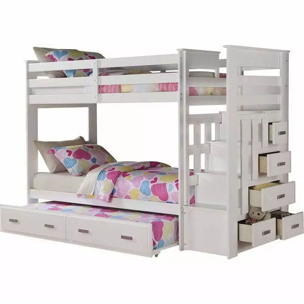 ACME Allentown Twin over Twin Bunk Bed Storage White Acme Furniture