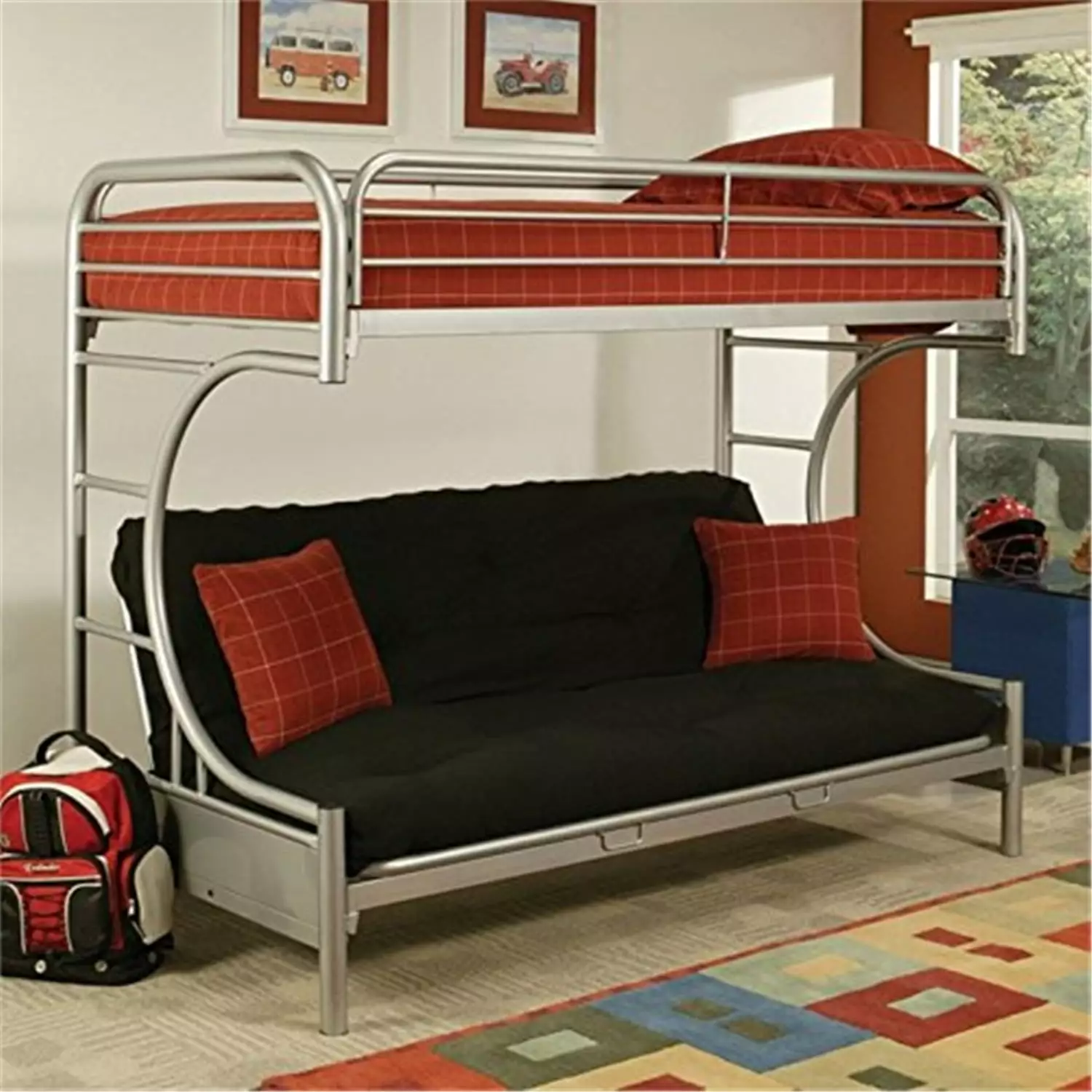 ACME Furniture Eclipse Twin over Full Futon Metal Bunk Bed Silver
