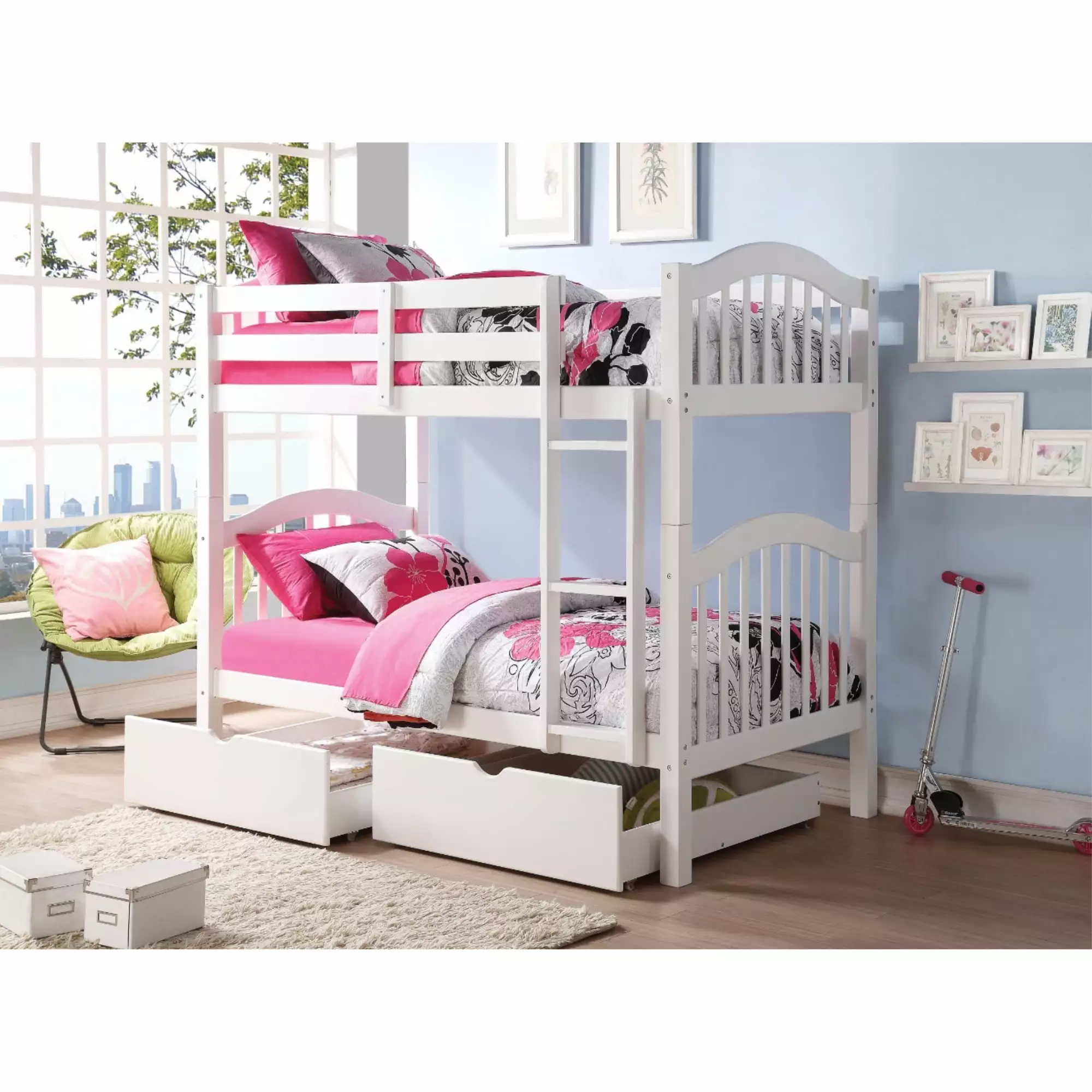 Heartland Twin/Twin Bunk Bed White Benzara