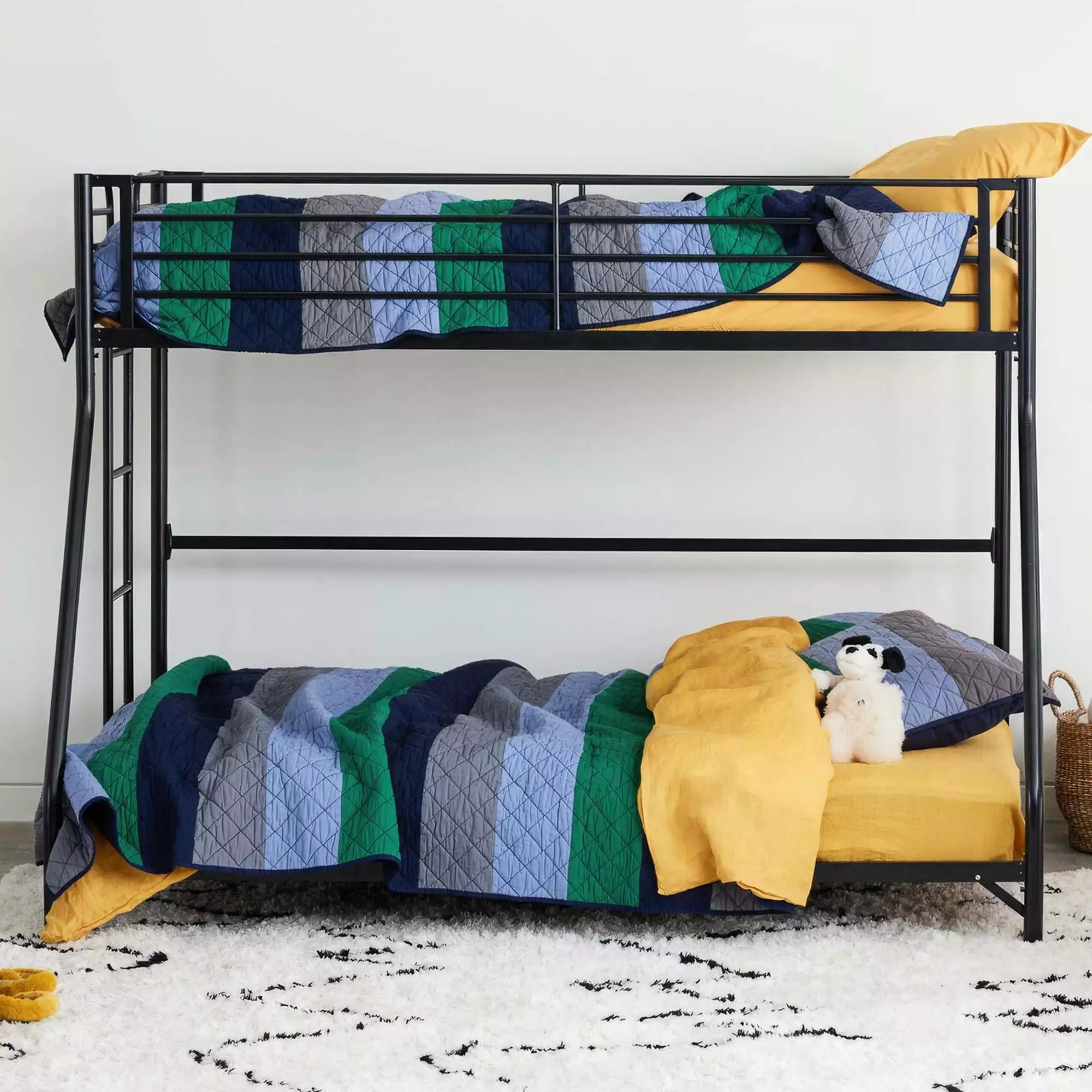 DHP BrEZ Twin-over-Full Metal Bunk Bed - Easy Assembly Black Bunk Bed Frame Kids Teens