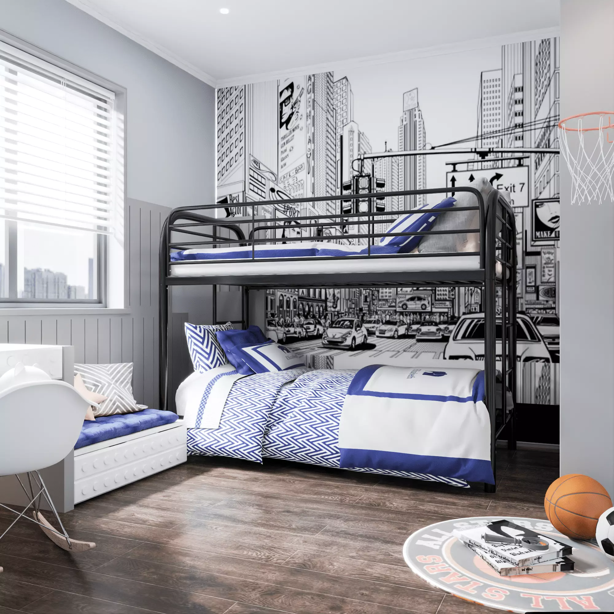 SUXXAN Metal Bunk Bed Twin Over Twin Guard Rails - Heavy Duty Space-Saving Design - Black