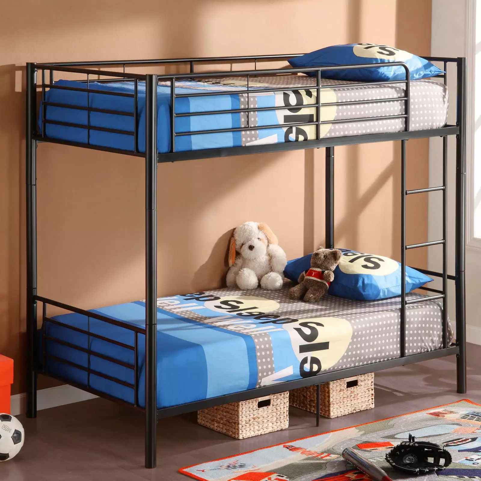 Zimtown Metal Bunk Bed Twin Over Twin Black