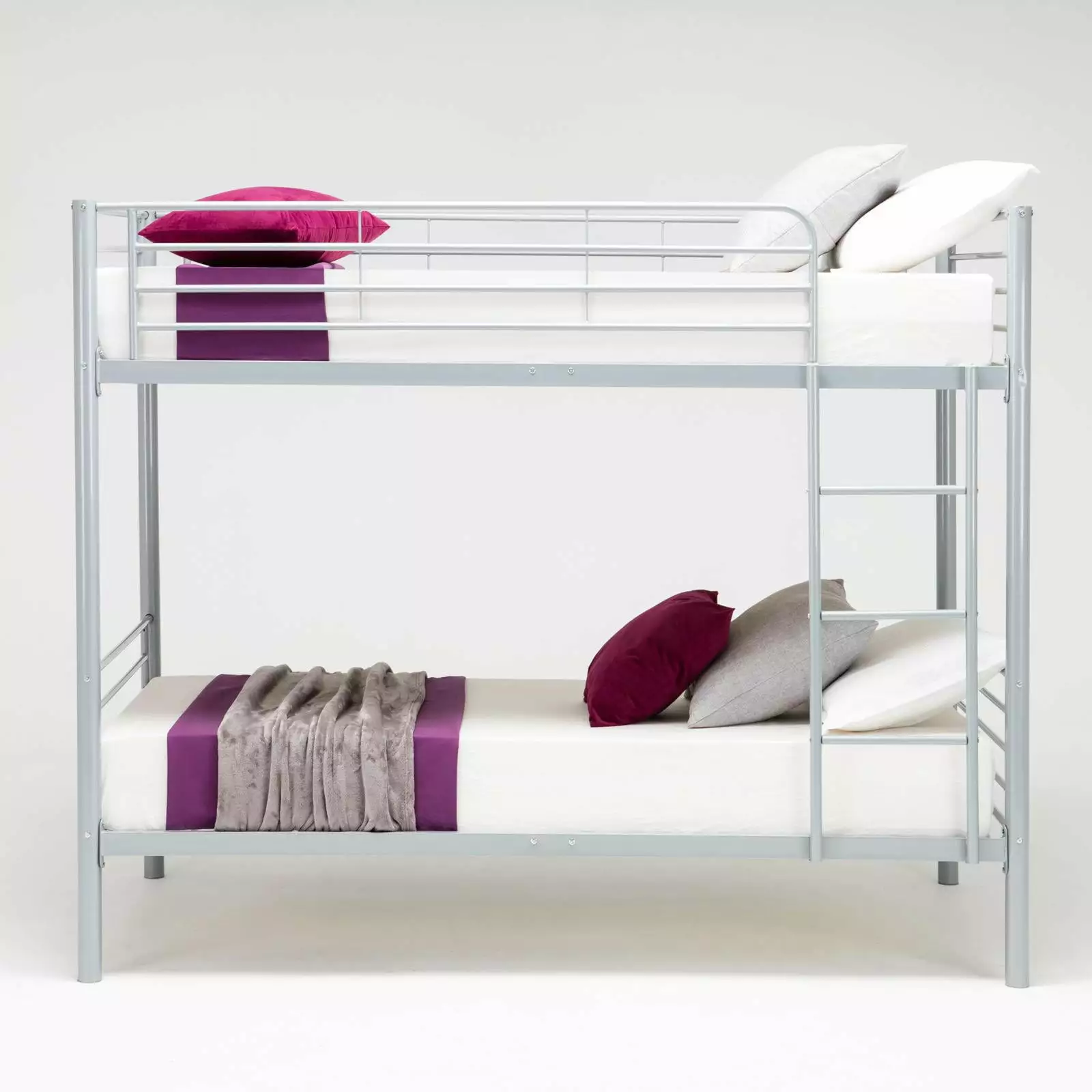 Zimtown Steel Bunk Bed Twin-Over-Twin Gray Kids and Teens
