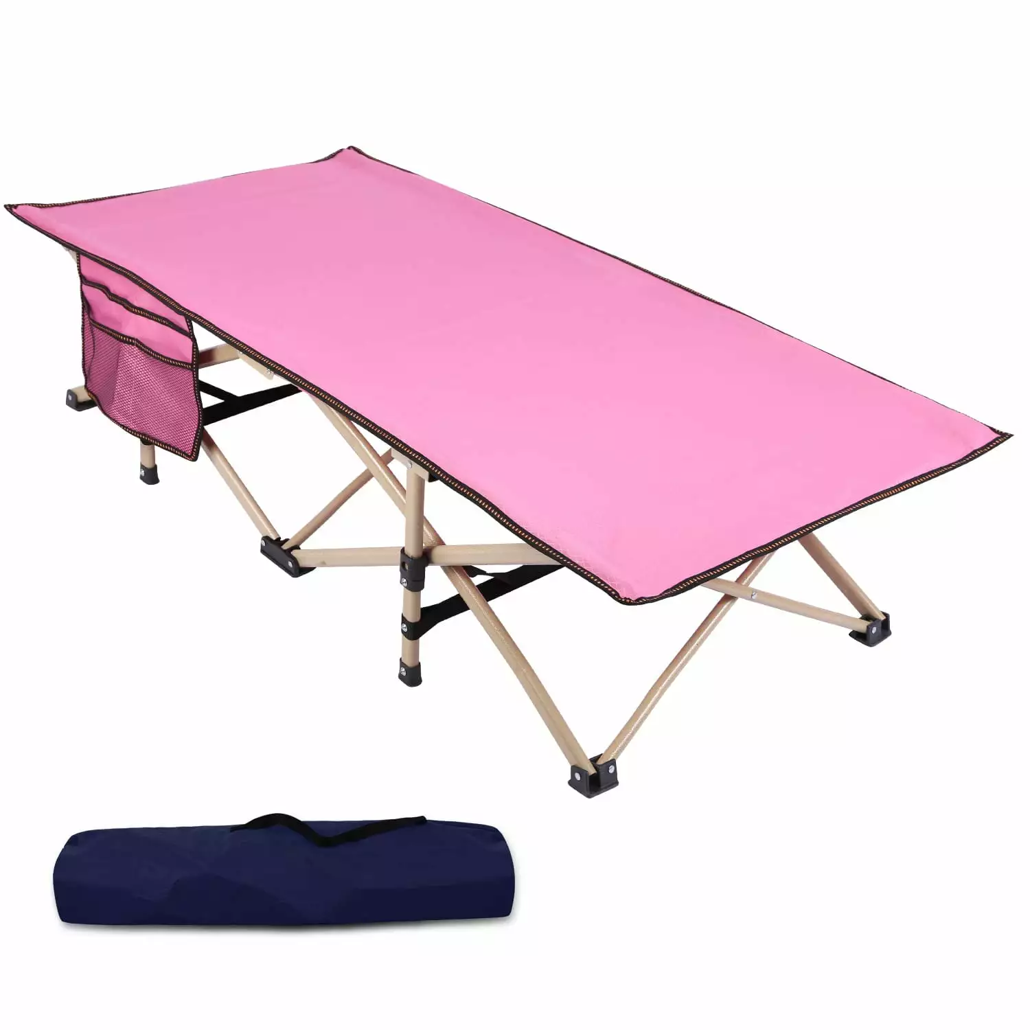 Lineslife Toddler Cots Sleeping Foldable Sturdy Travel-friendly Kids Girls Camping Cot Indoor Outdoor Easy to Use 53x26 Pink