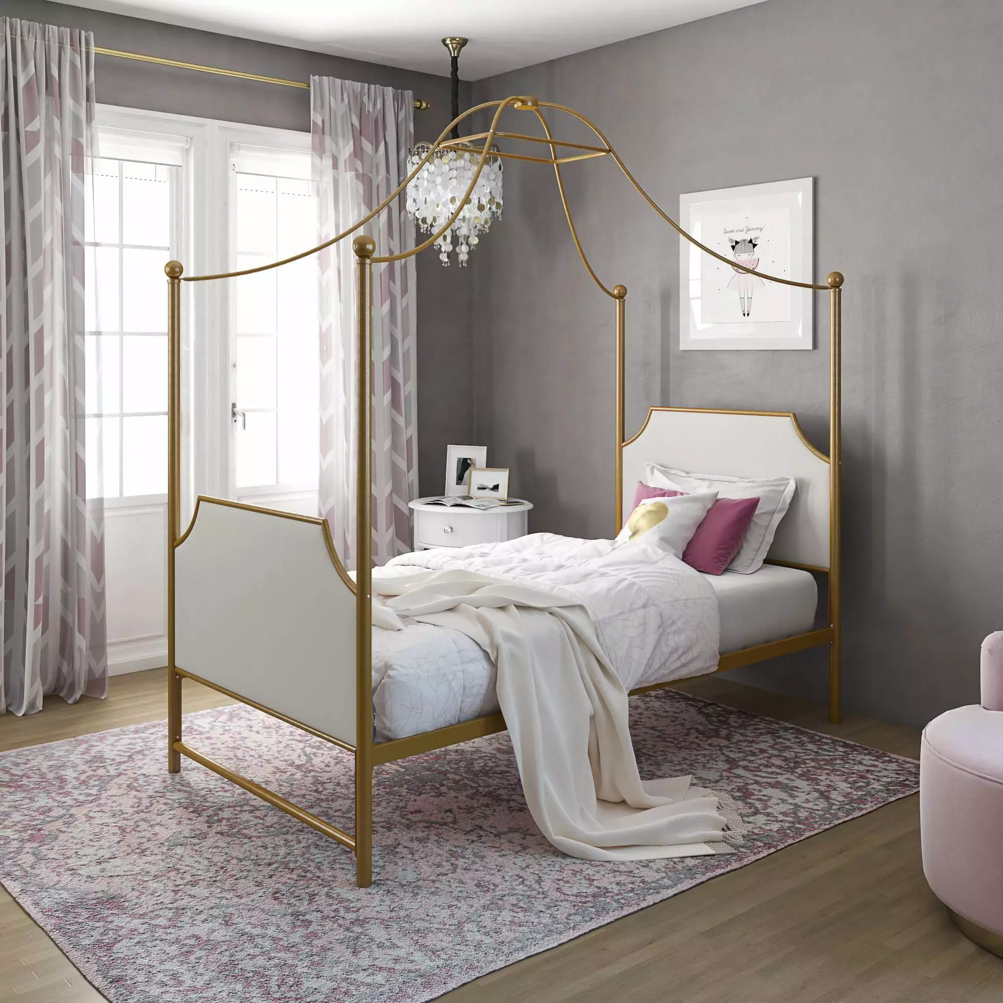 Little Seeds Monarch Hill Clementine Twin Size Canopy Bed Gold