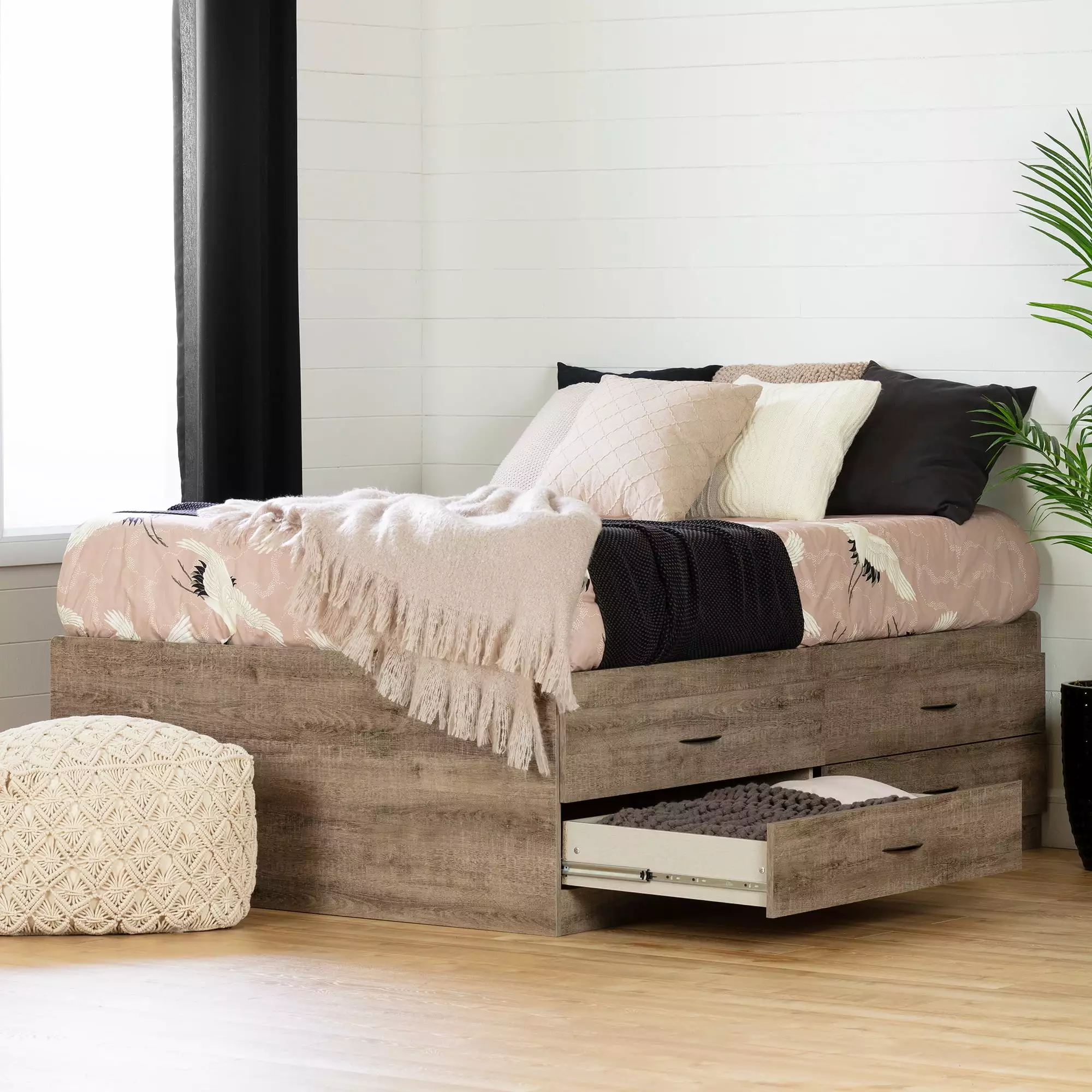 South Shore SoHo Kids Captain Bed 4 Drawers Weathered Oak Finish