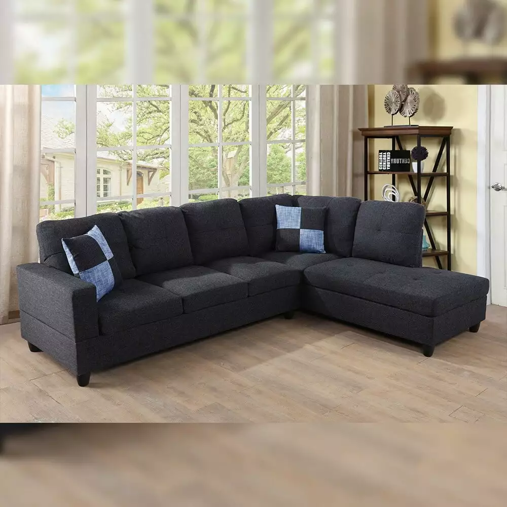 Star Home Living 2-piece Gray Striped Right Chaise Sectional Sofa Bed Bath & Beyond