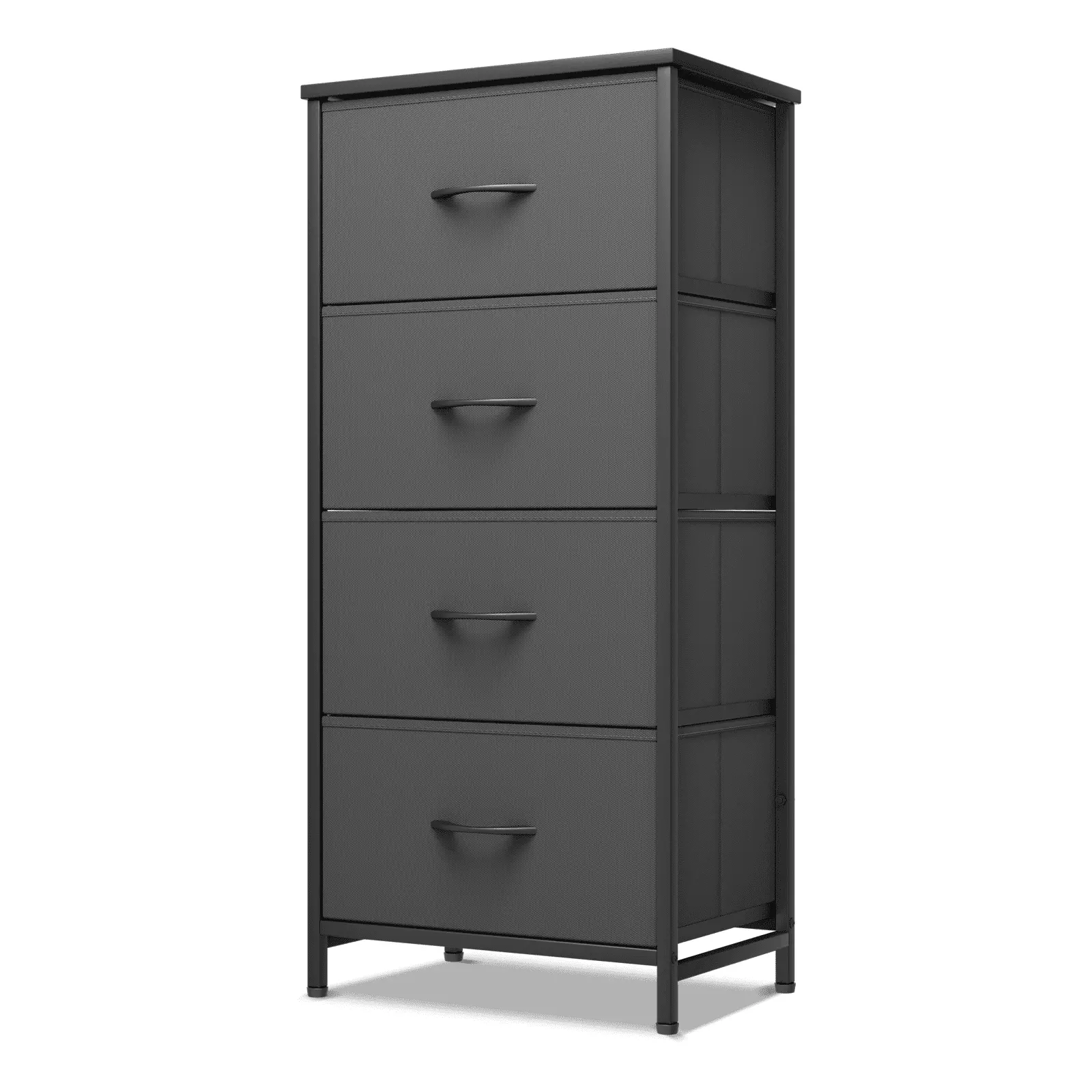MoNiBloom Modern 4 Drawers Chest Dresser Metal Frame Fabric Drawer Storage Closet Black