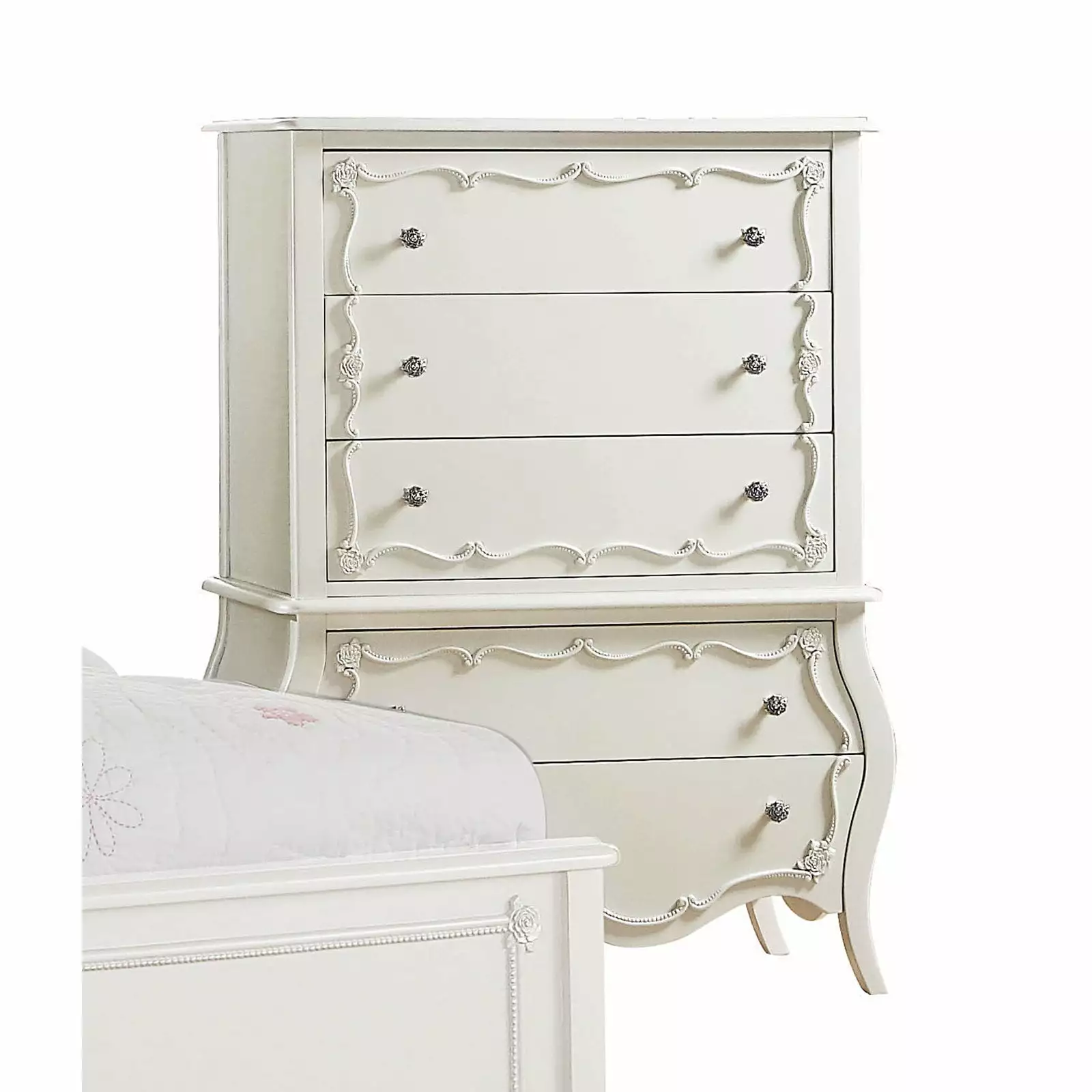 ACME Furniture Edalene Pearl White Pine 5-Drawer Chest