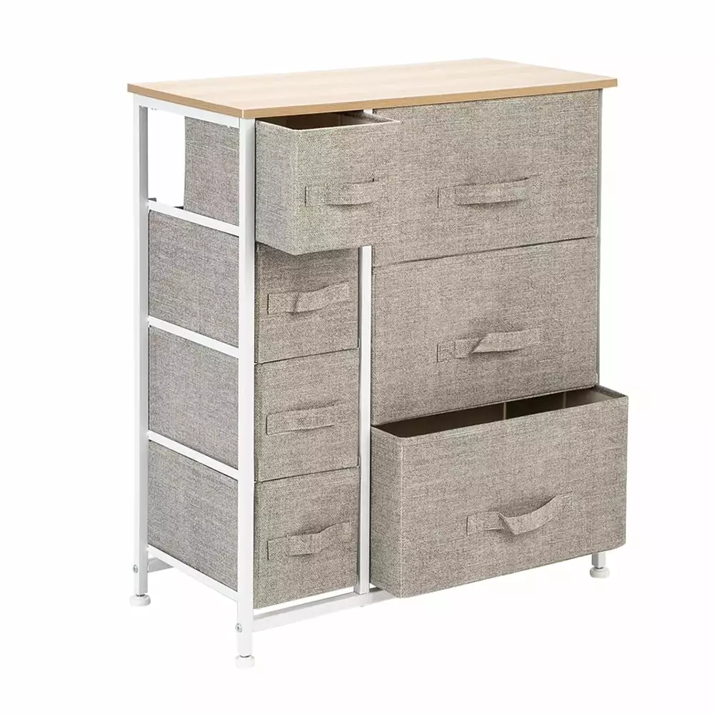 Keylever 4-Tier Chest Drawer 7 Easy Pull Fabric Drawers Bedroom Living Room