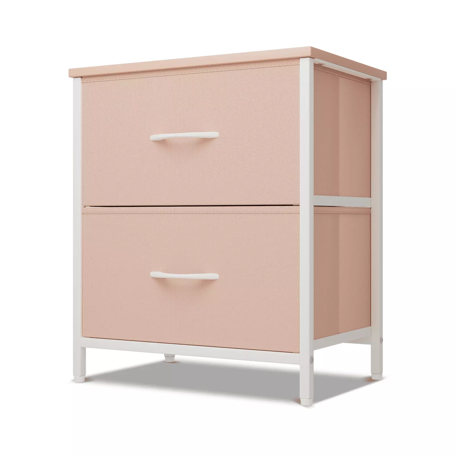 MoNiBloom Modern Nightstand Side Table 2 Drawers Chest Dresser Fabric Storage Tower Pink