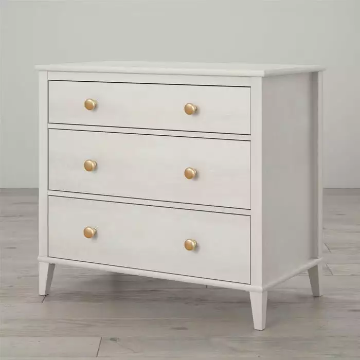 White 3 Drawer Dresser Chest Drawers Modern Bedroom Storage Furniture Nesuncia