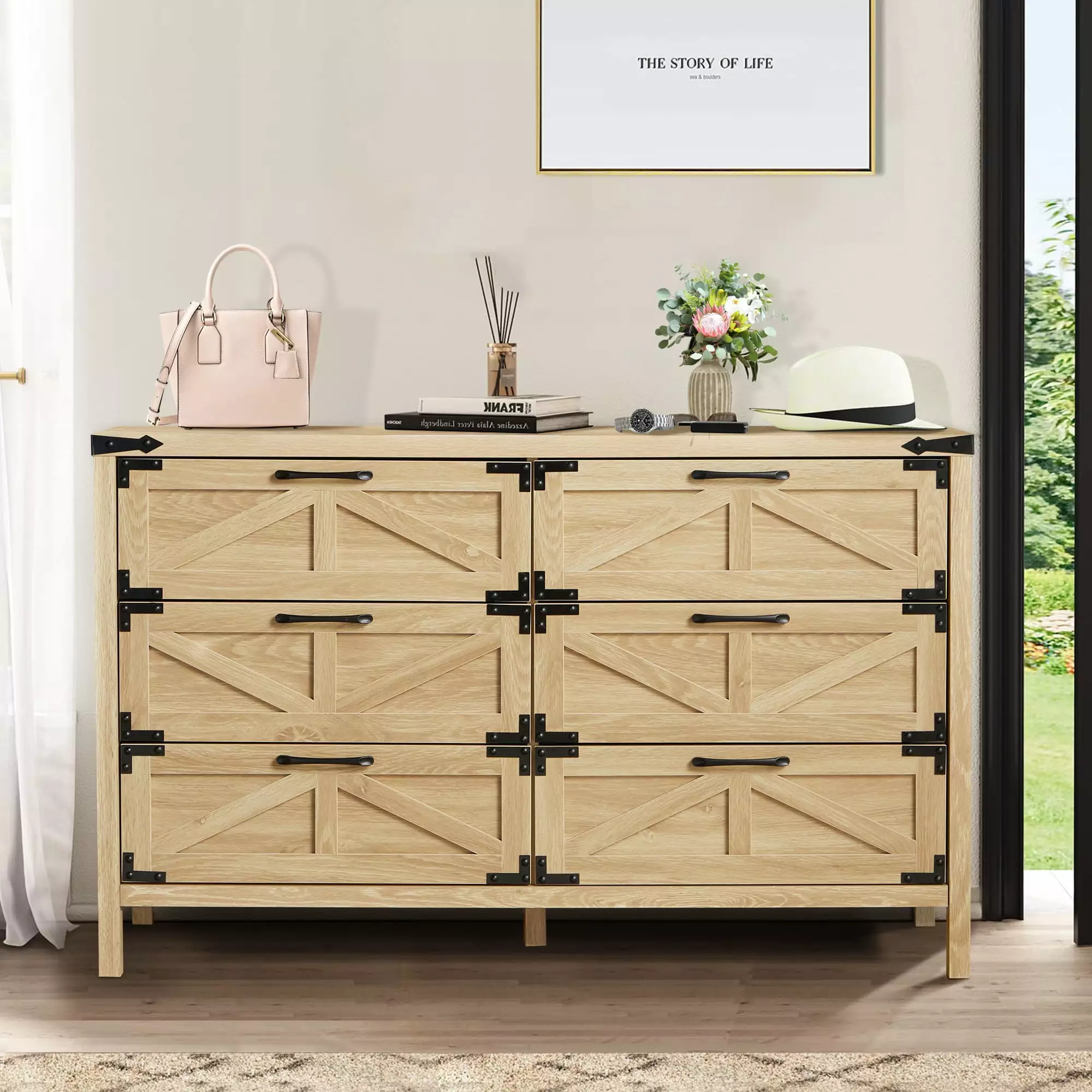 Farmhoutilize Natural 3-Layer Barn Chest Drawers Bedroom Kids Nursery Prehome