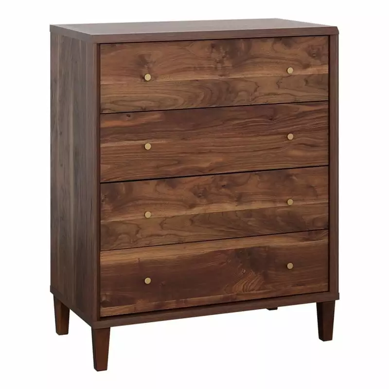 Sauder Willow Place 4-Drawer Engineered Wood Chest Grand Walnut - Bedroom Storage Dresser