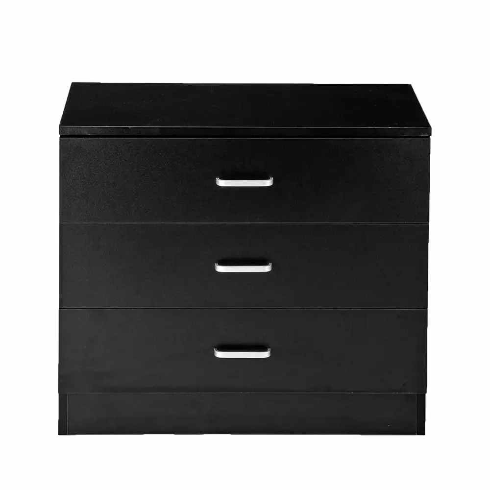 uhomepro Black 3-Drawer Dresser Chest Drawers Metal Handles Bedroom or Closet