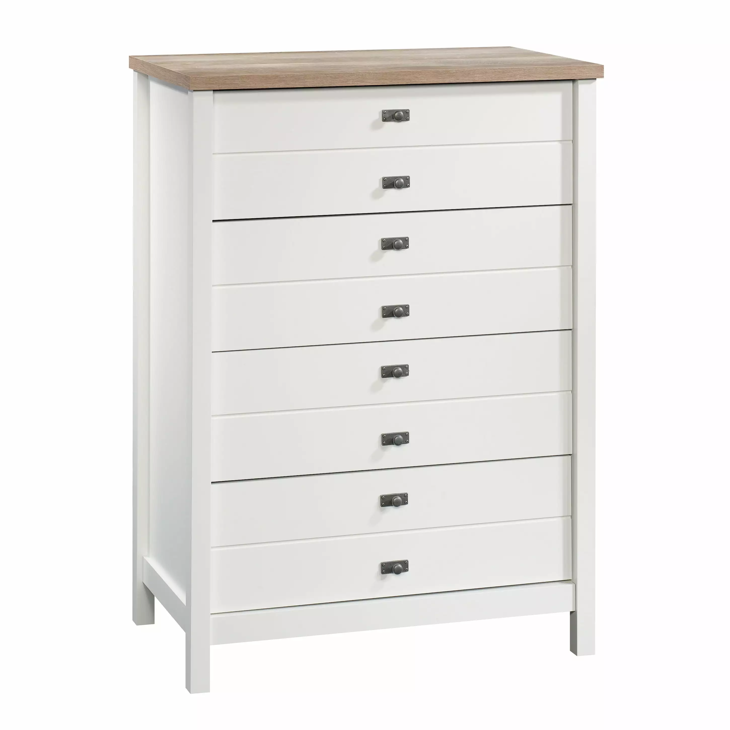 Sauder Cottage Road 4 Drawer Chest Soft White and Lintel Oak Finish