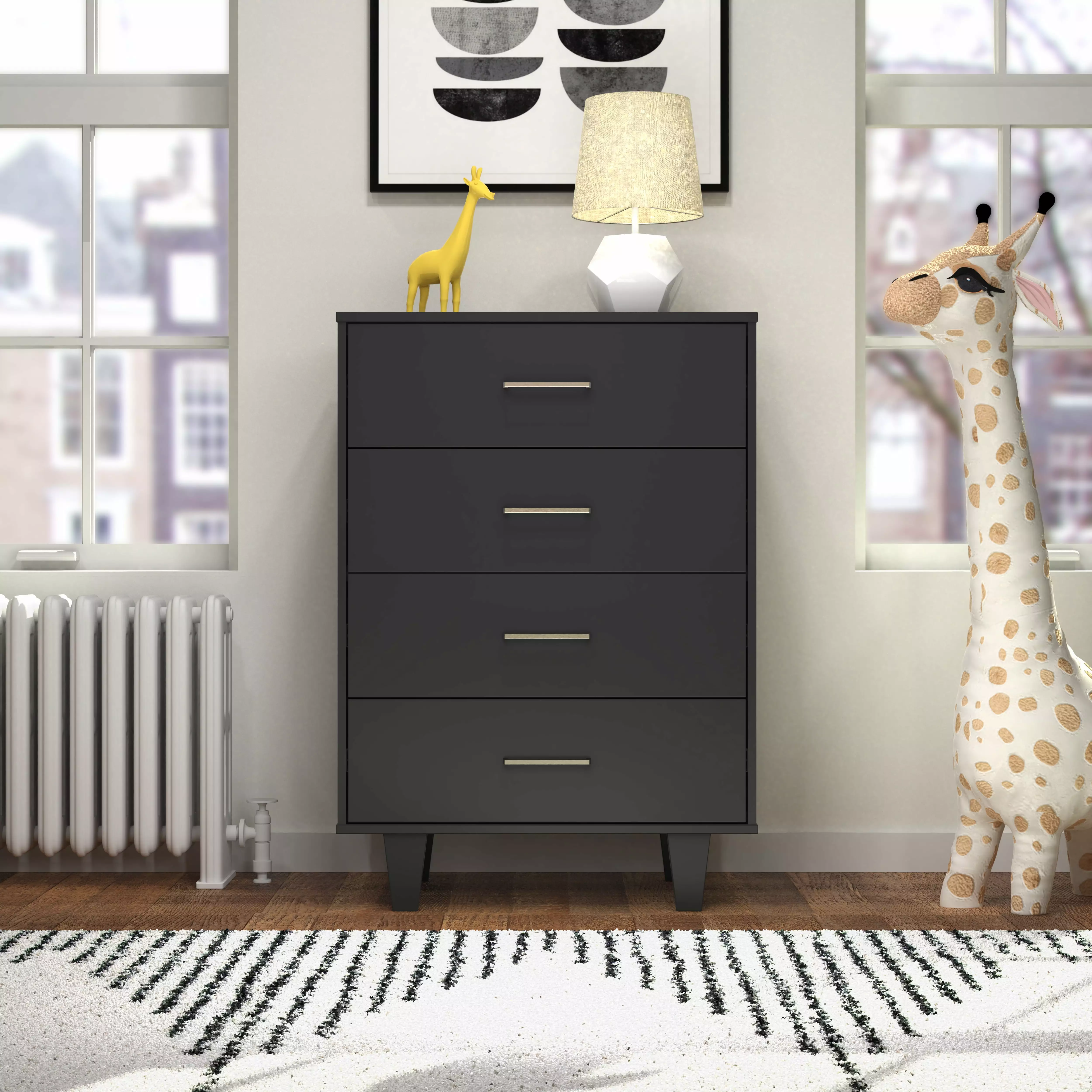 Child Craft Tremont 4 Drawer Chest Ebony Black - Durable Kids Bedroom Storage