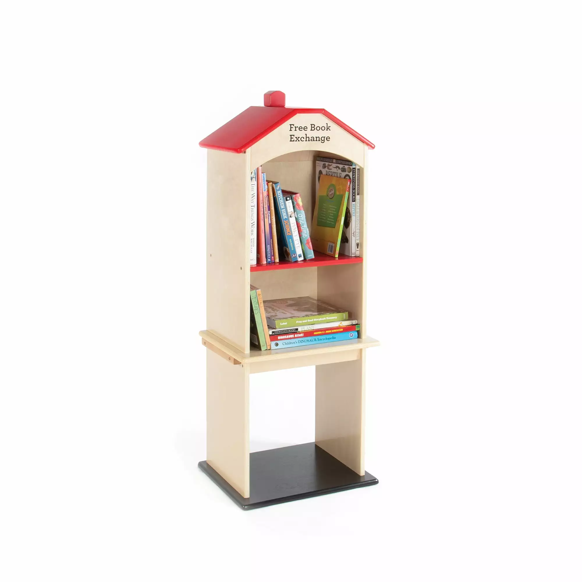 Guidecraft Free Library Exalter Book Stand: 3-Shelf Wooden Storage Bookcase. Classroom Furniture
