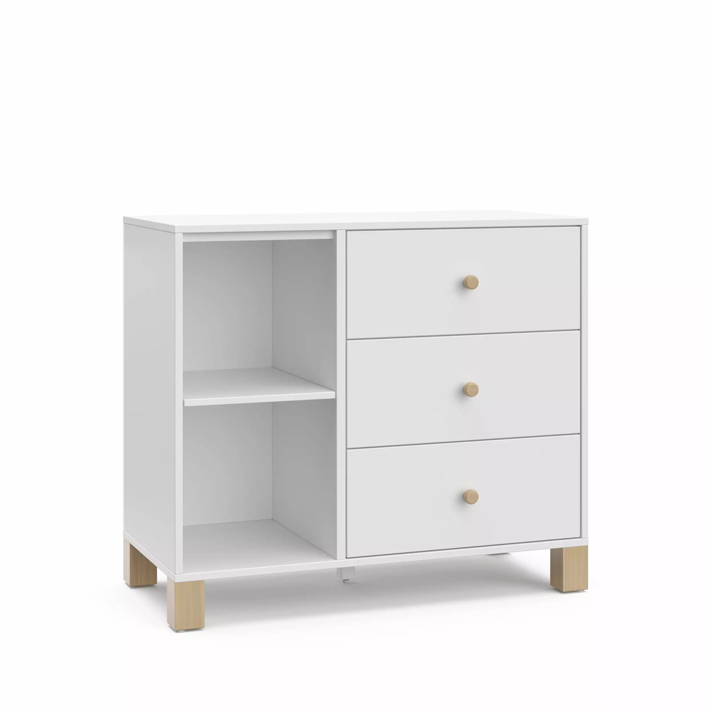 Storkcraft California 3 Drawer Combo Dresser White Driftwood