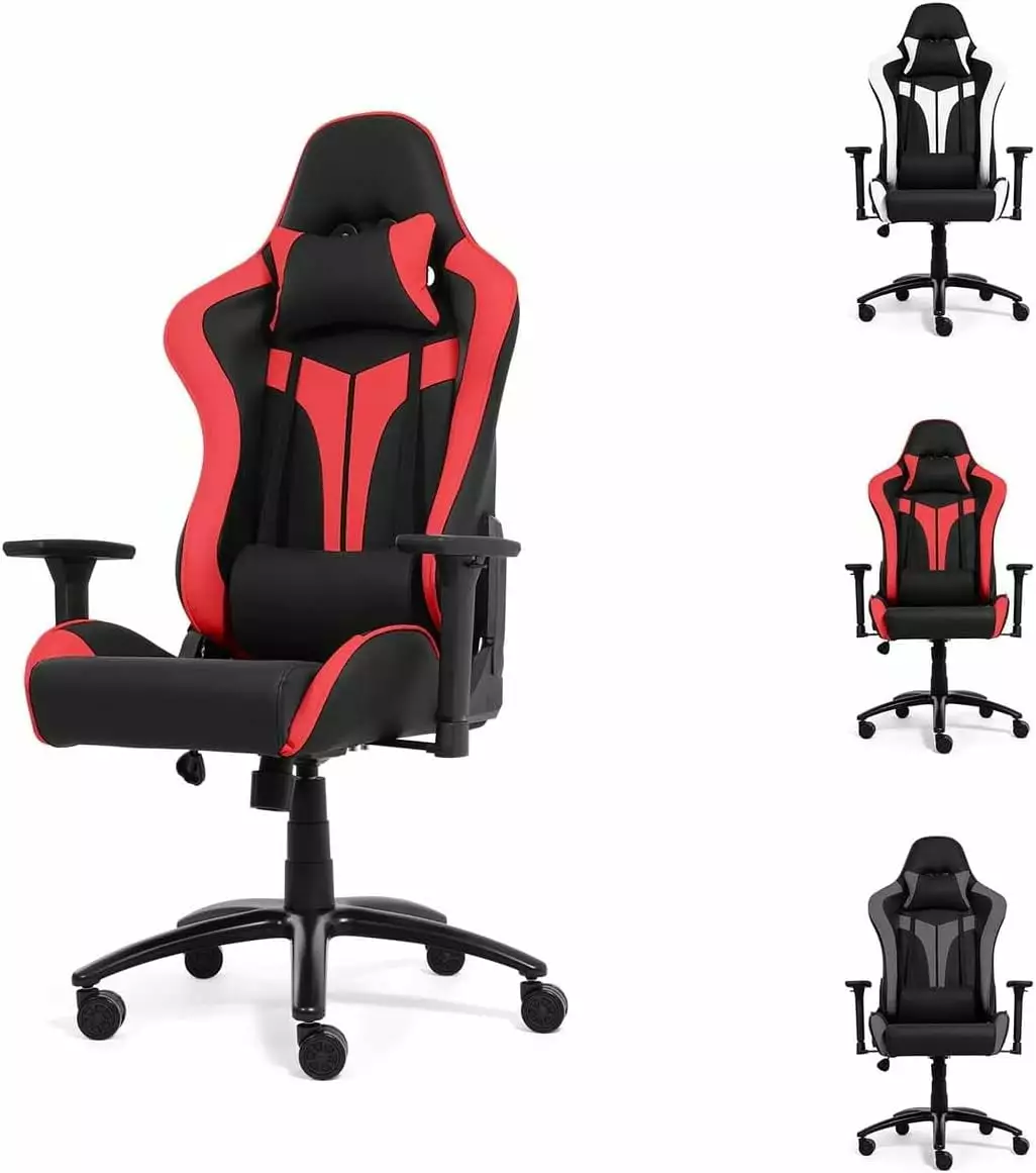 Commercial Grade Gaming Chair Ergonomic Racing Office Chair 3D Armrests Adjustable Height and Headrest Red FYB