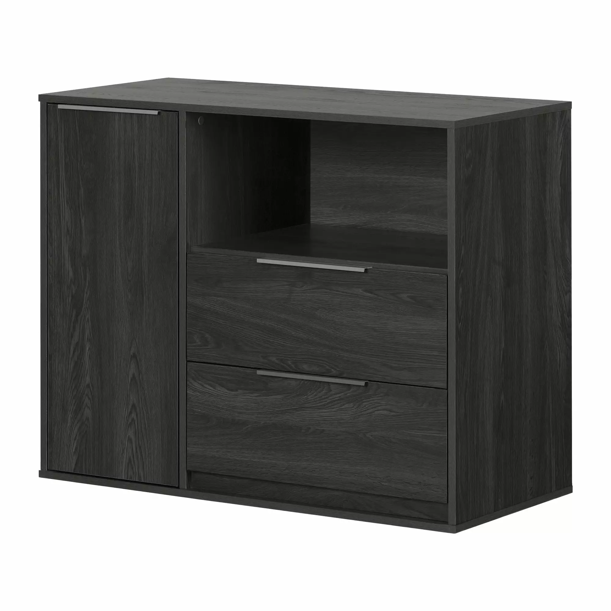 South Shore Hourra Contemporary 2 Drawer Door Chest Gray Oak Finish