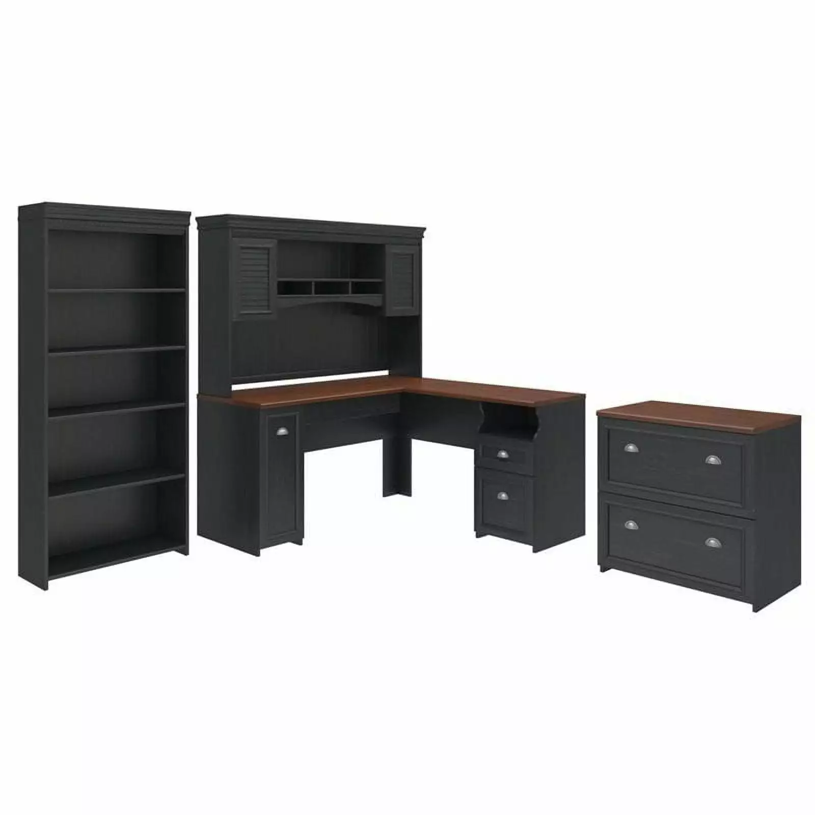 Pemberly Row 4 Piece Office Set Antique Black Finish
