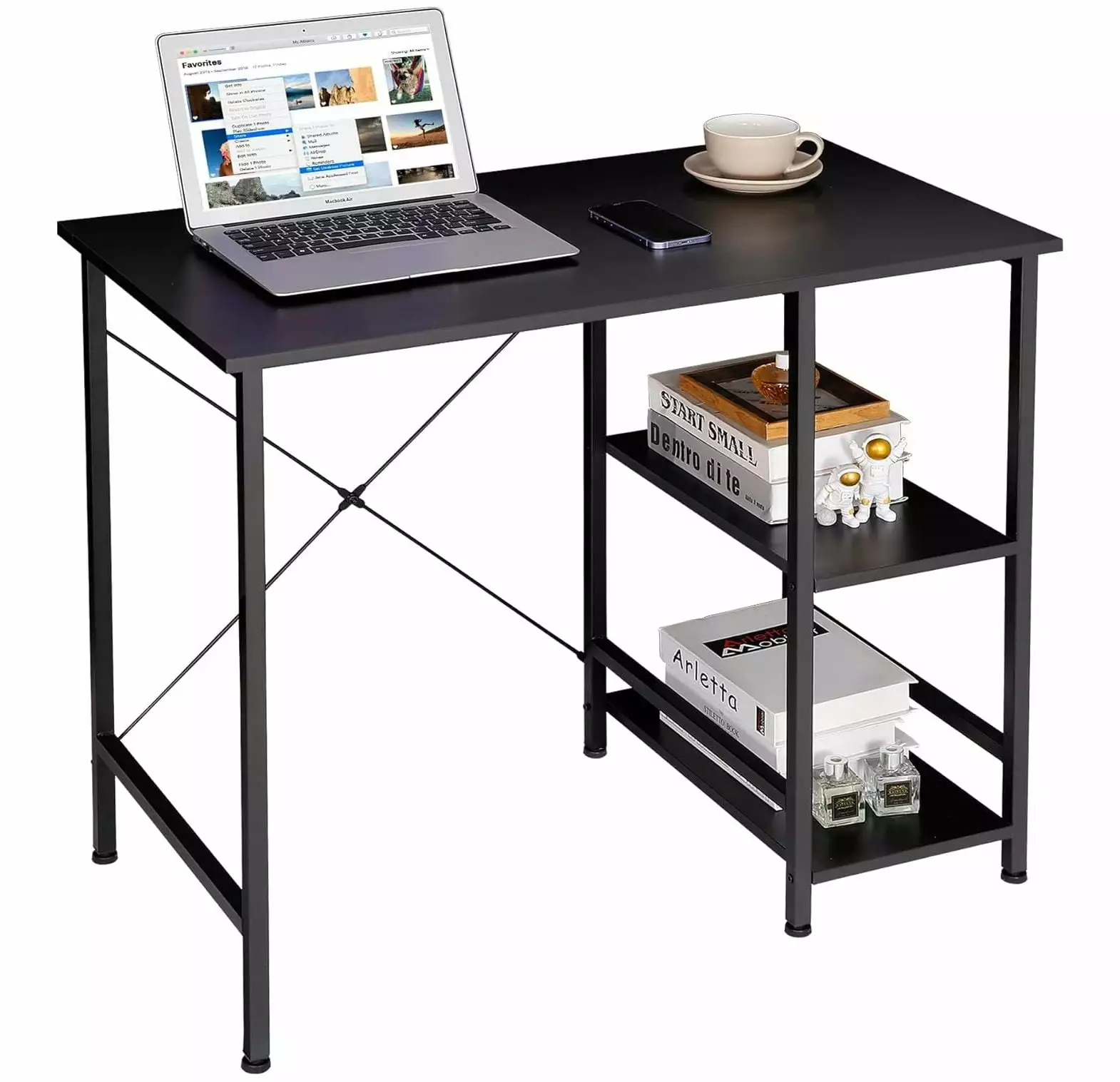 BULYAXIA Home Office Desk Study Writing Computer Desk 2 Storage Shelves - 36 Inch Black